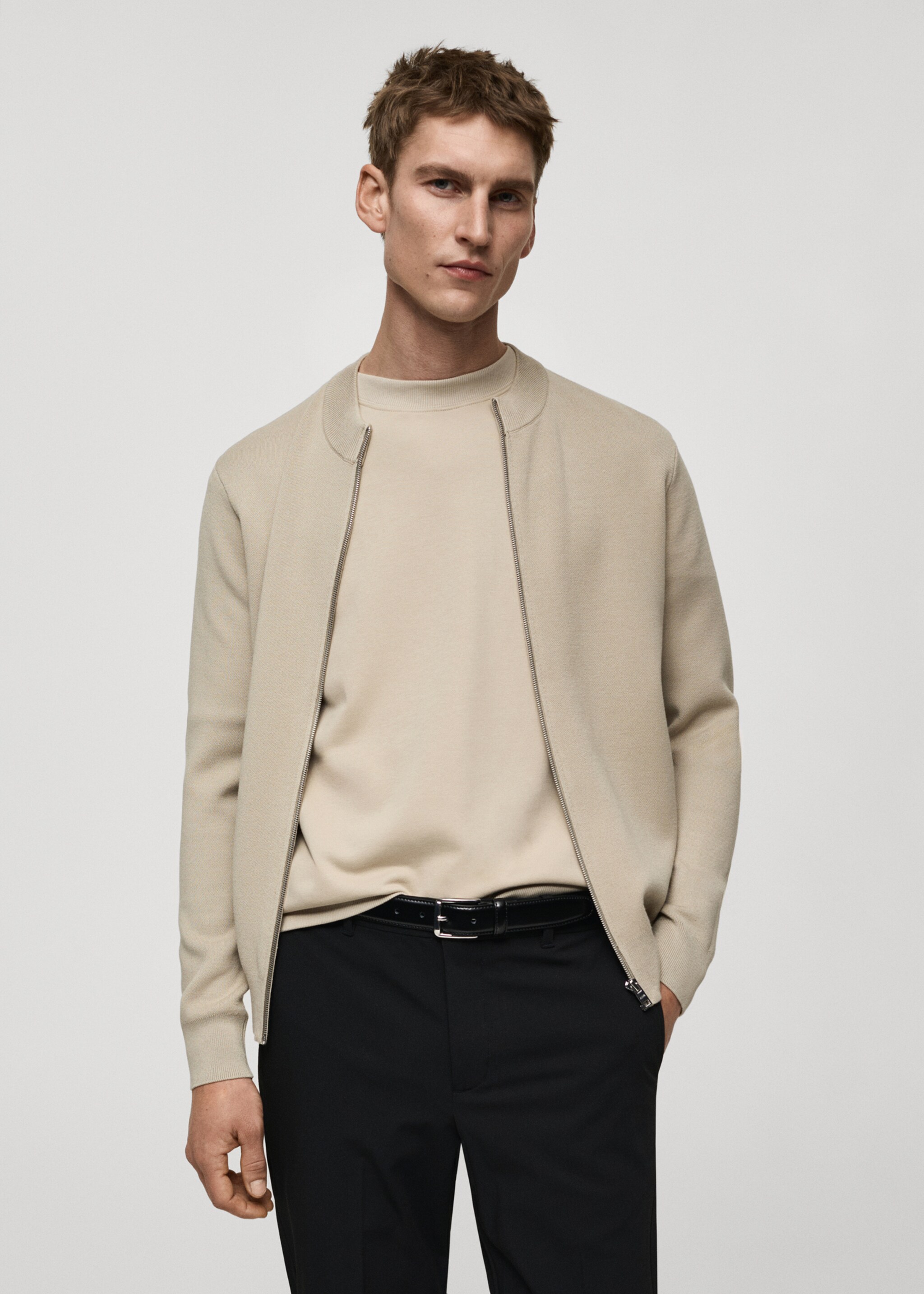 Cardigan maille fermeture Éclair - Plan moyen
