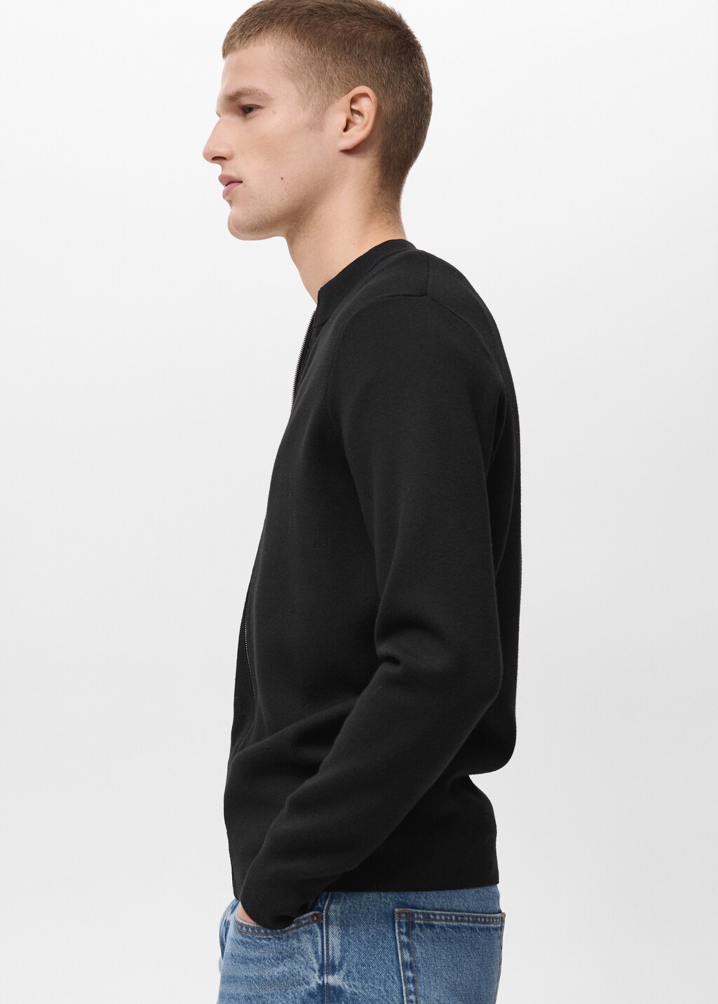 即日発送　新品タグ付　Flow High Neck Cardigan 黒 ZIPPED HIGH NECK KNITTED CARDIGAN | Black | Selected