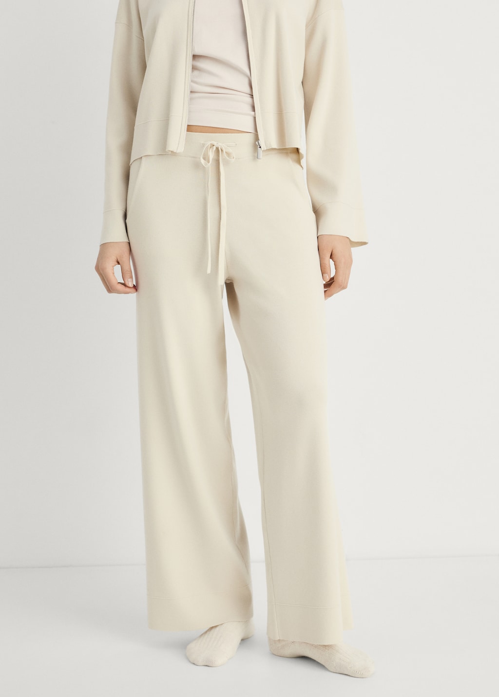 Mango Ribbed knit trousers