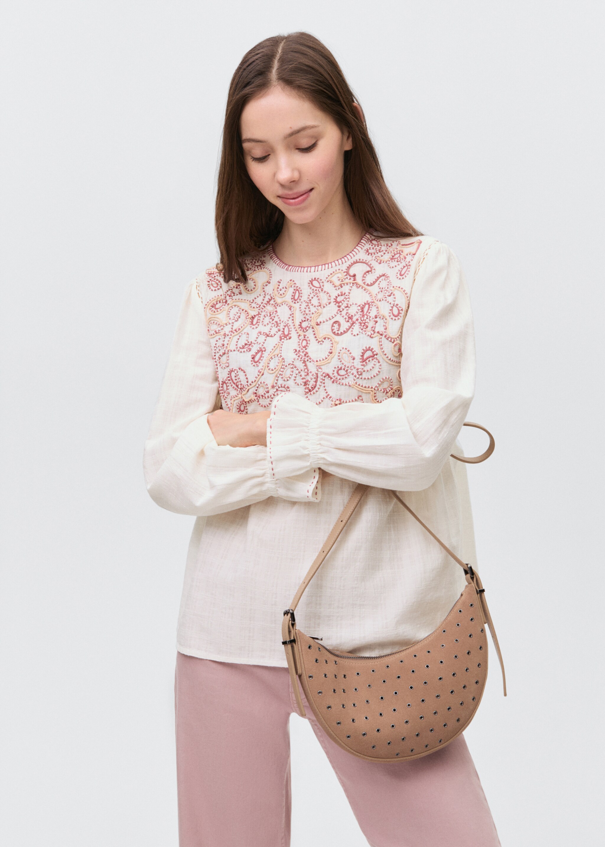 Embroidered cotton blouse - Medium plane