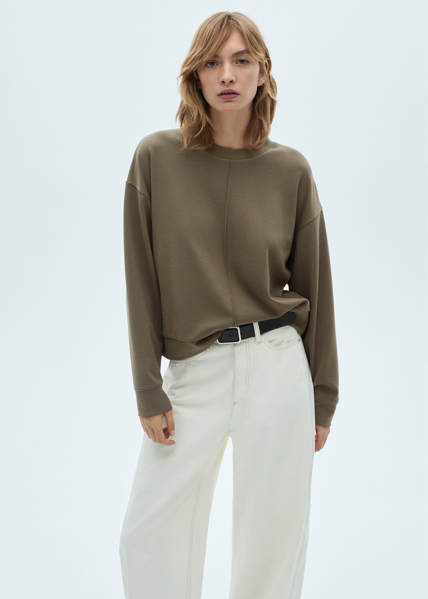 Crew-neck sweatshirt with stitching detail - Details of the article 2