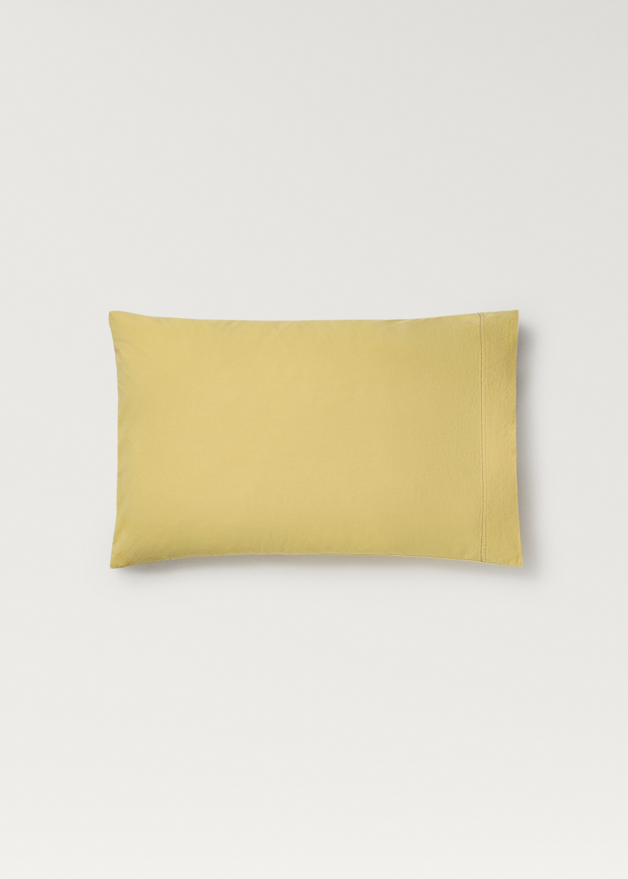 Children's washed cotton double-stitched pillowcase 30x50 cm - Article without model, Mustard. Ref: 87053317-00.