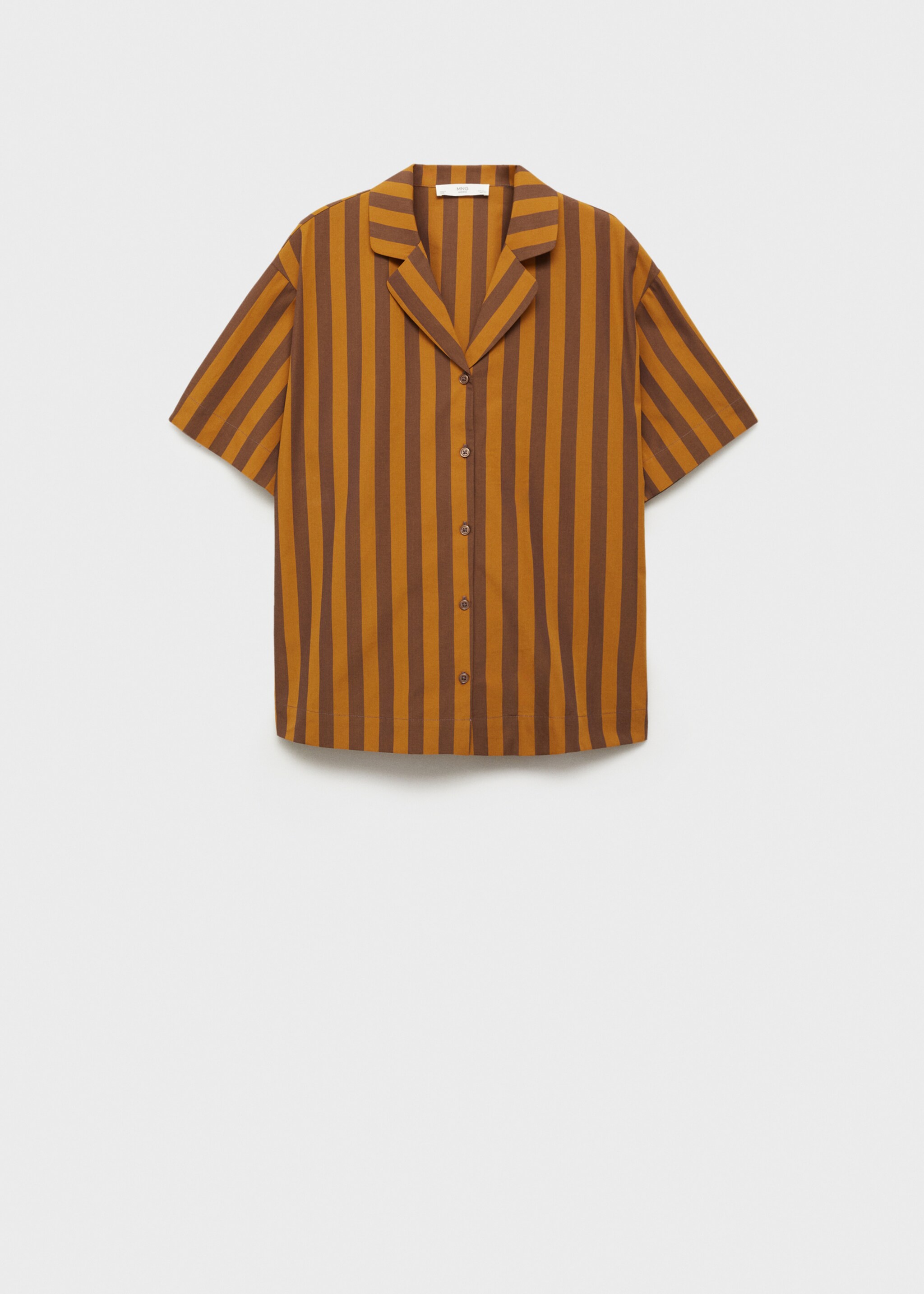 Two-tone woven striped short shirt - Article without model