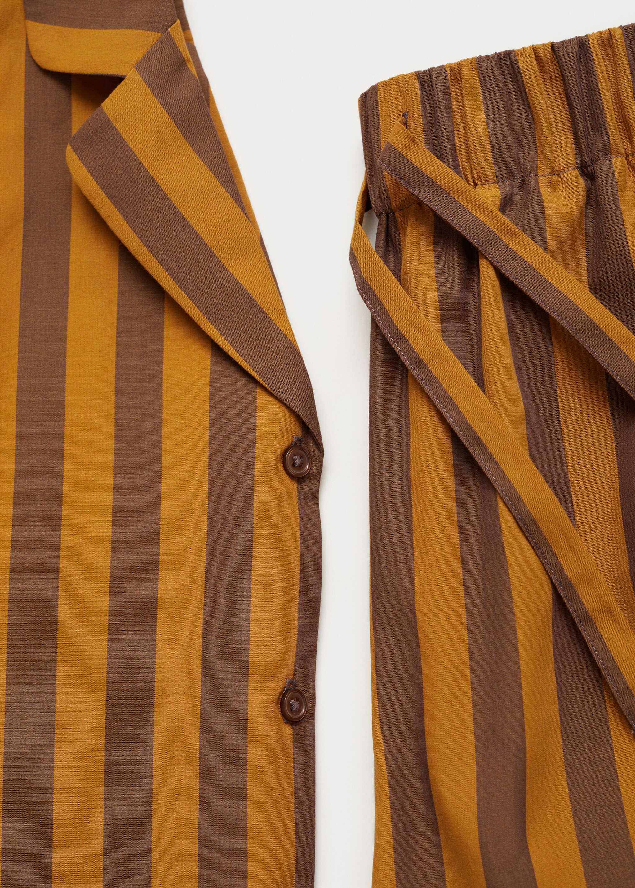 Two-tone woven striped short shirt - Details of the article 0