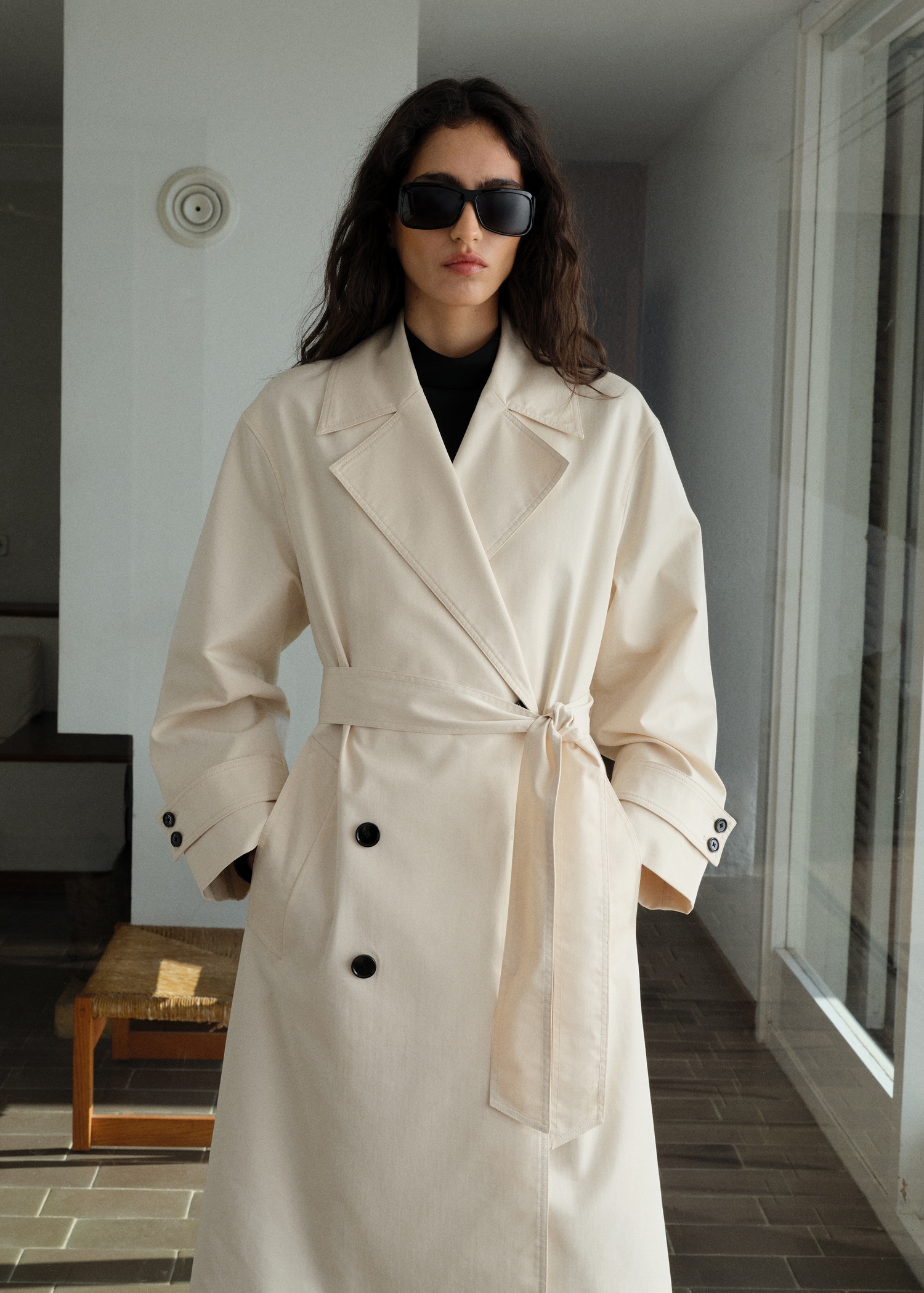 Long oversized double-breasted trench coat MANGO Saudi Arabia