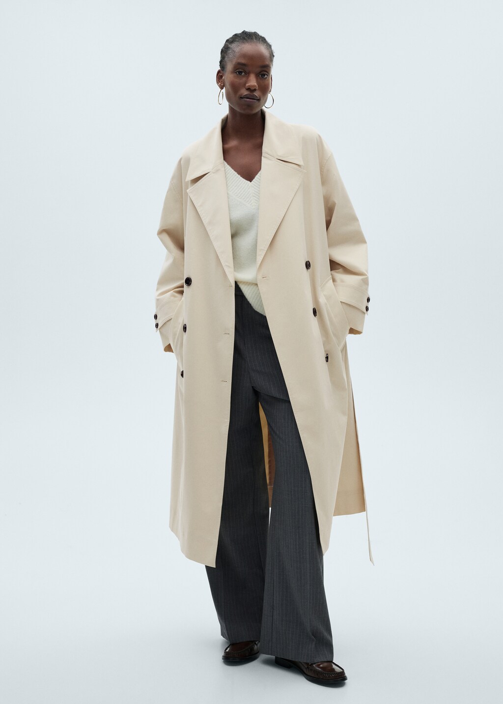 Long oversized double-breasted trench coat - Women | MANGO USA Long oversized double-breasted trench coat - Women | MANGO USA