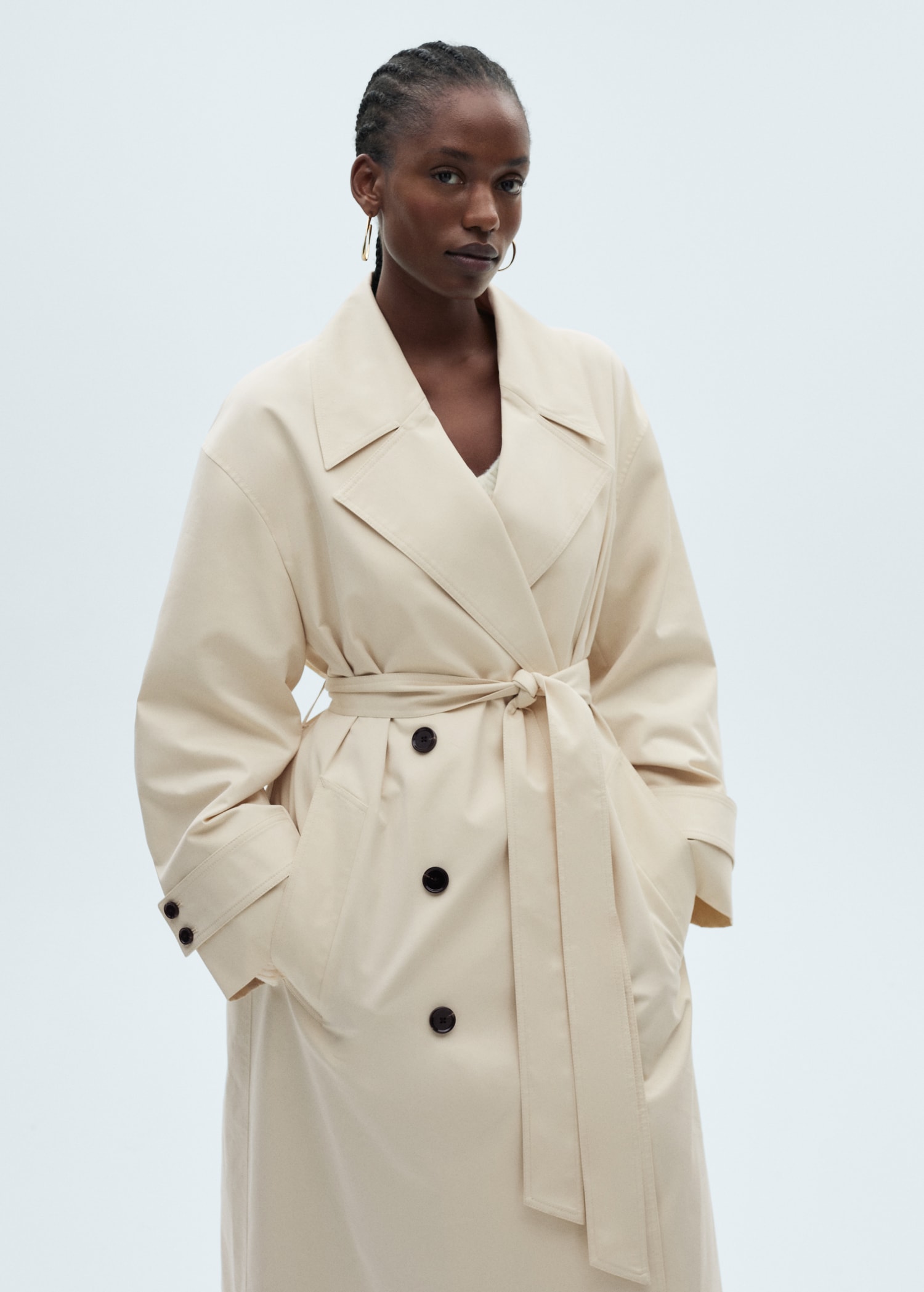 Long oversized double-breasted trench coat - Details of the article 5