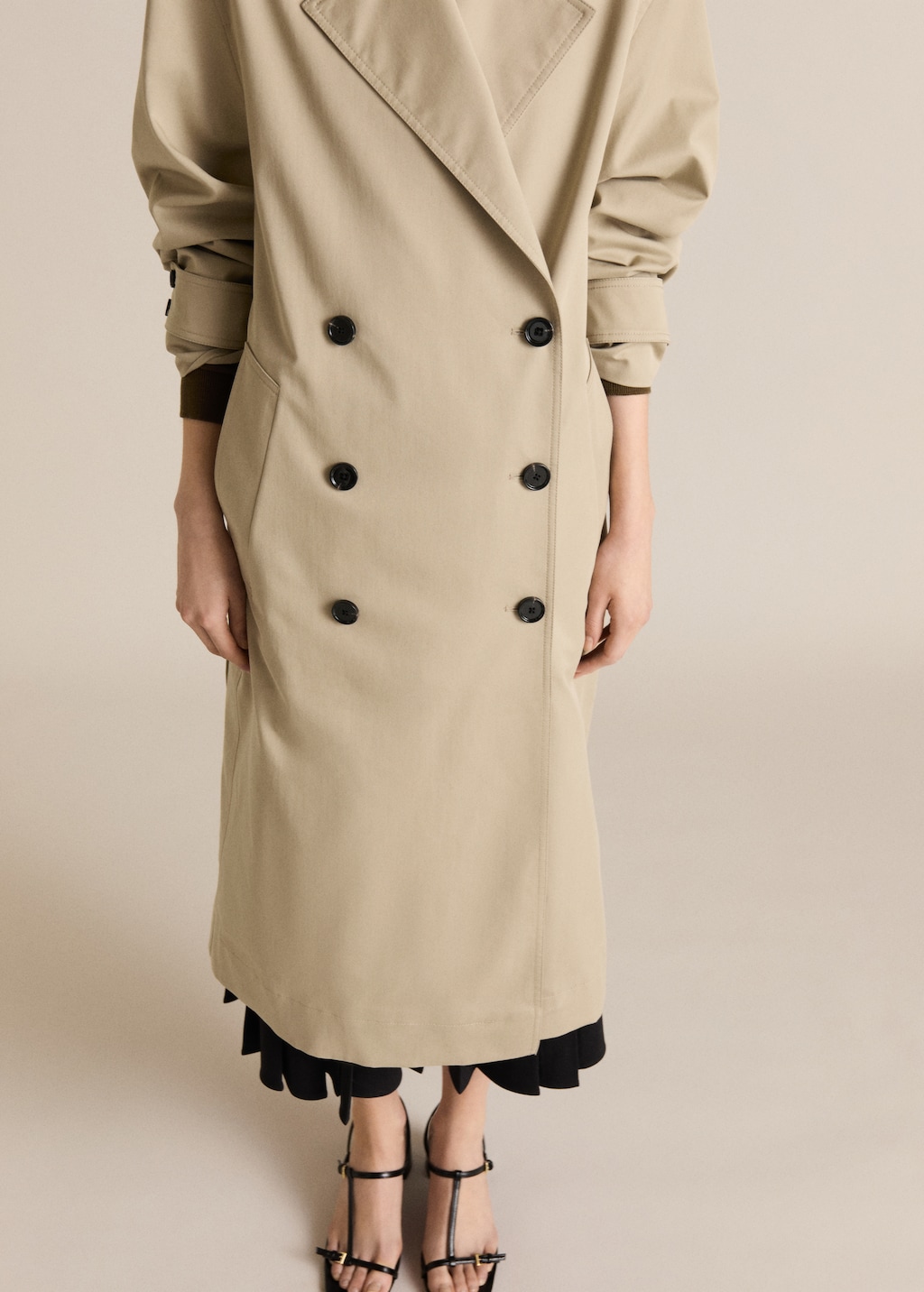 Mango Long oversized double-breasted trench coat