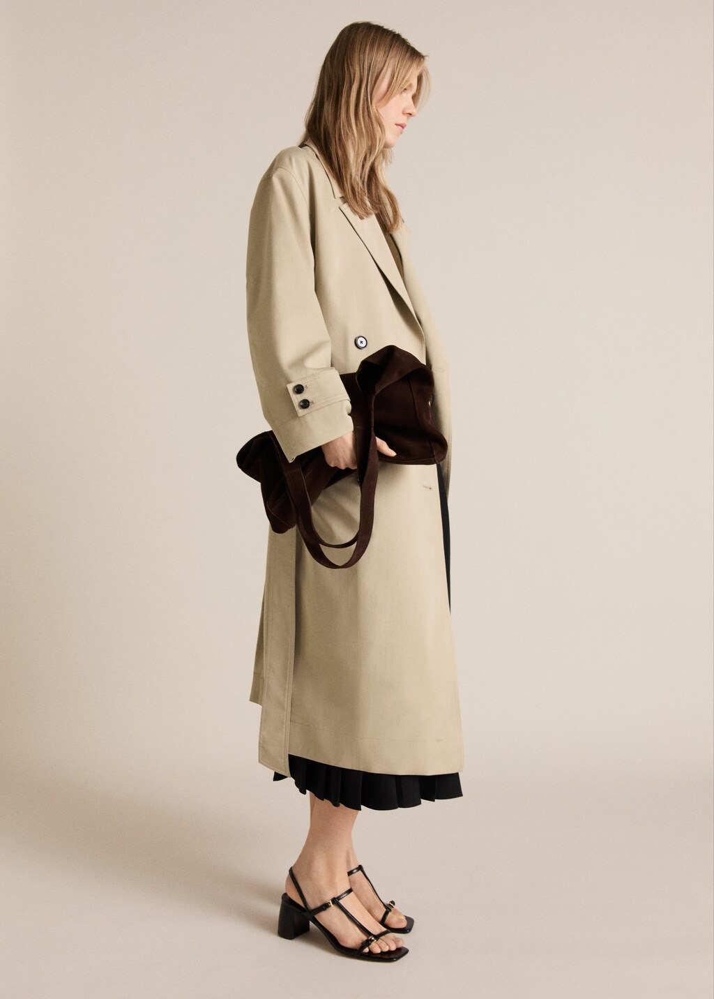 Long oversized double-breasted trench coat - Women | MANGO Long oversized double-breasted trench coat - Women | MANGO