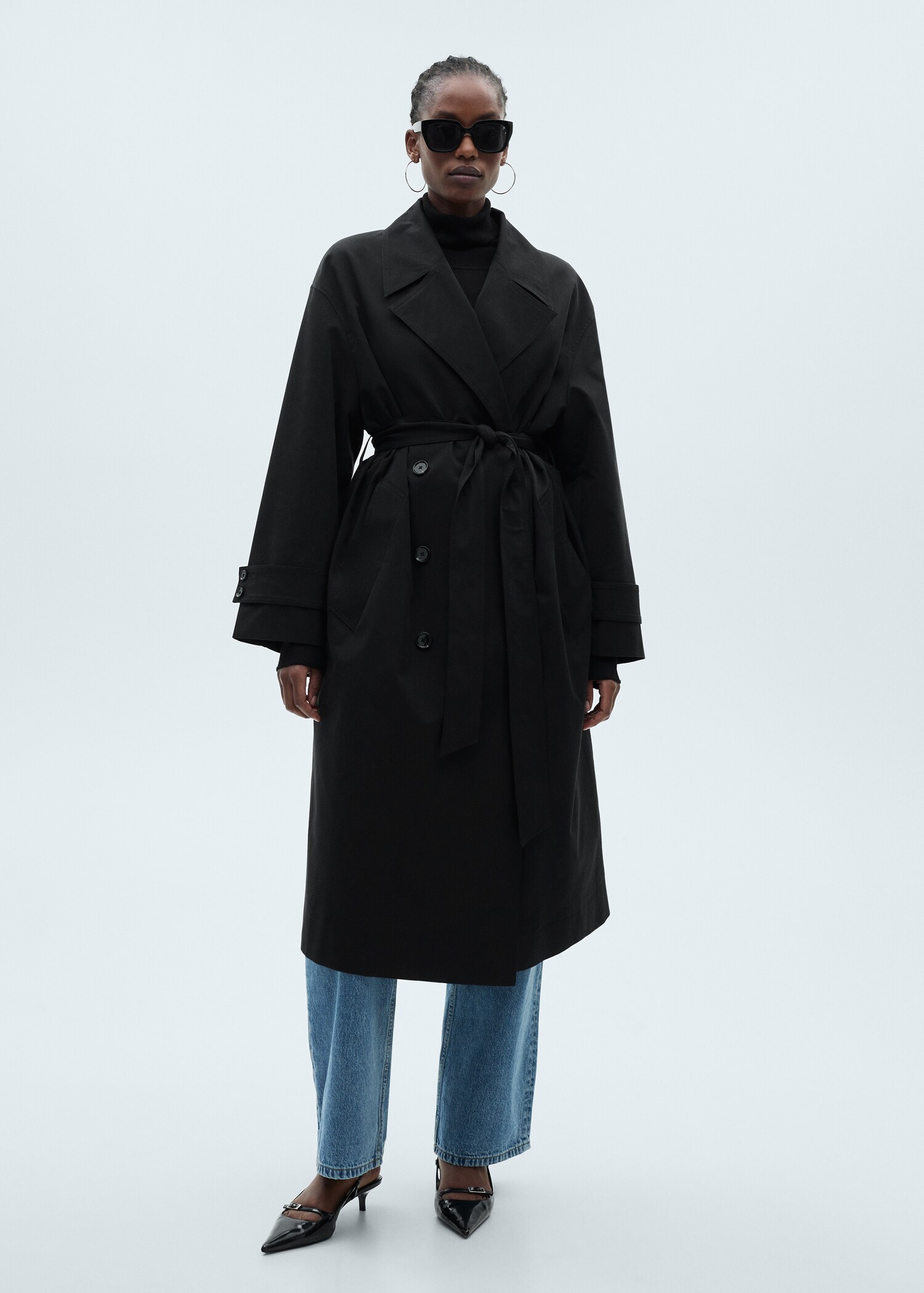 Long oversized double-breasted trench coat - Details of the article 3