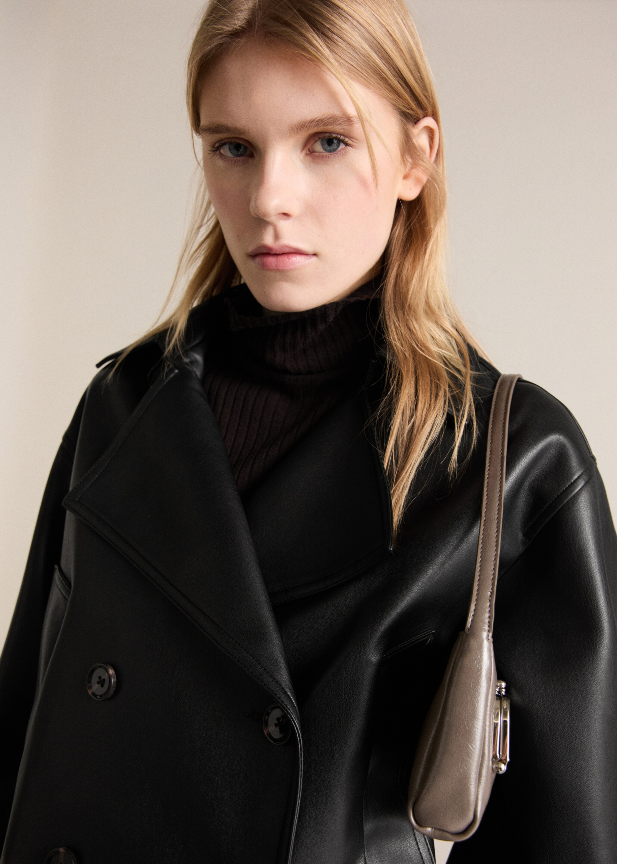 Leather-effect cropped jacket - Medium plane