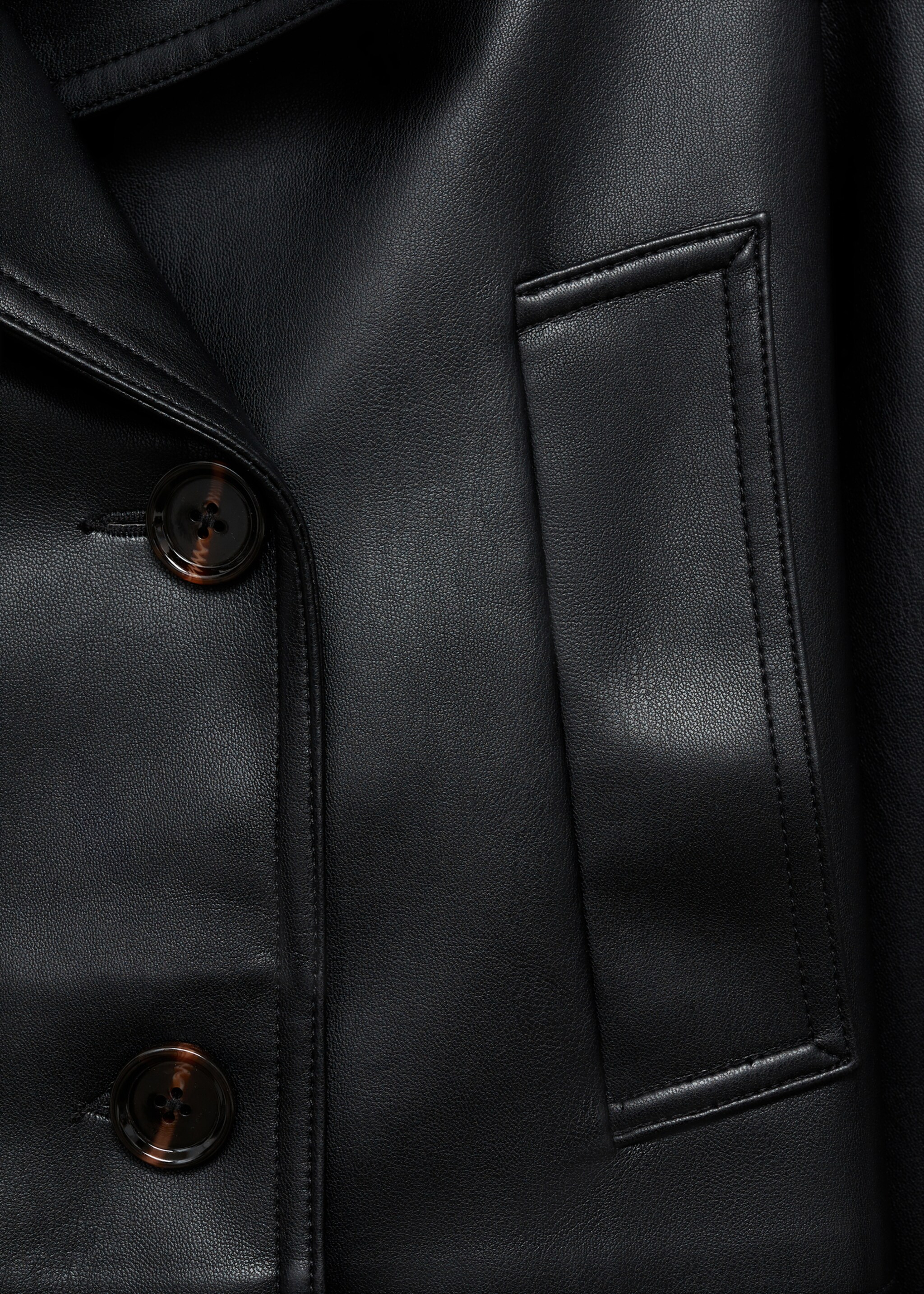 Leather-effect cropped jacket - Details of the article 0