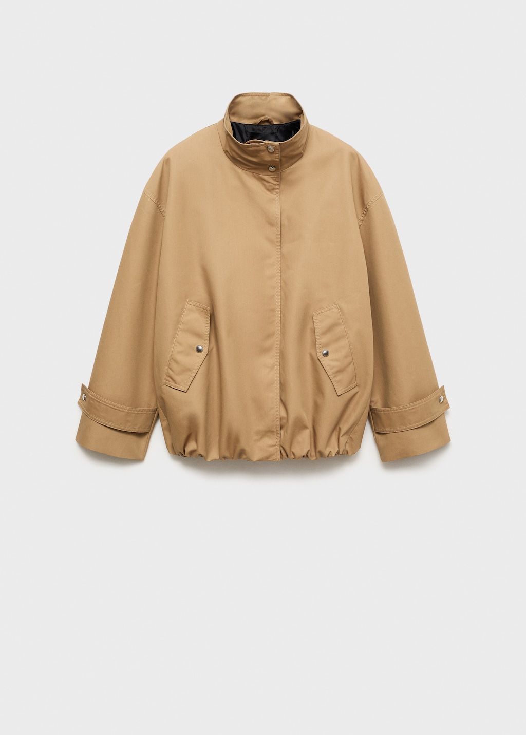 Mango Cotton barn jacket with gathered hem