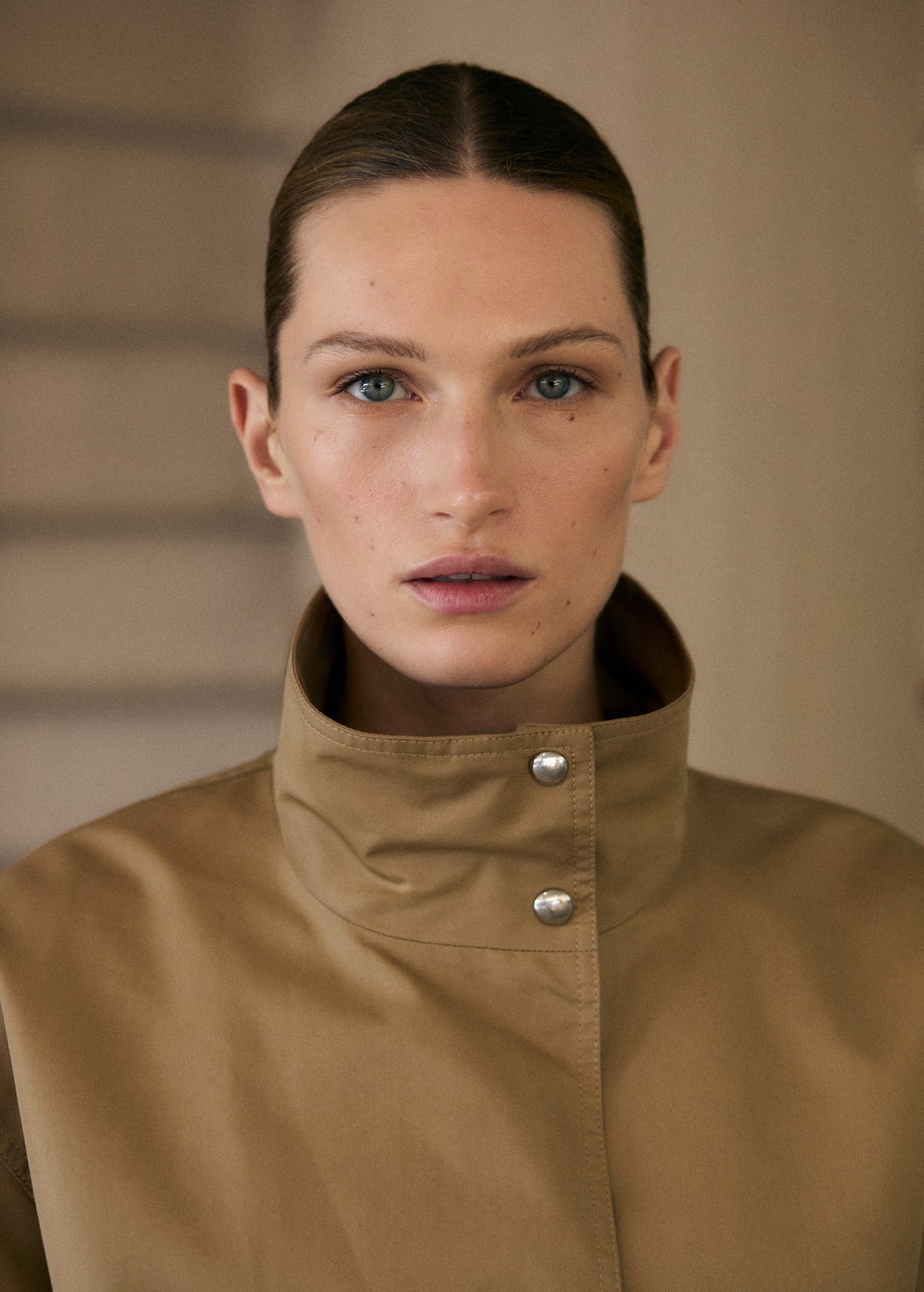 Mango Cotton barn jacket with gathered hem