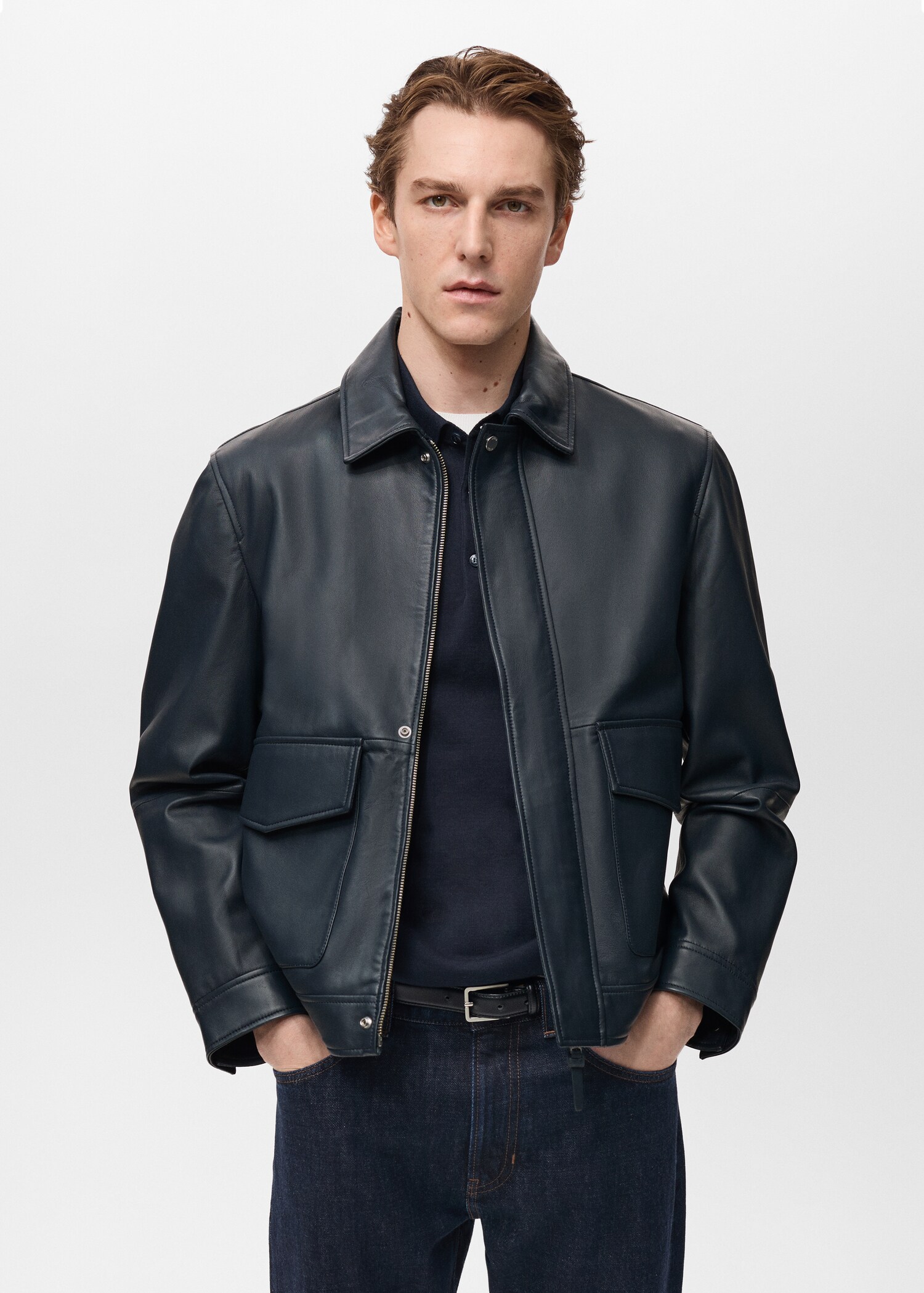 Nappa leather jacket with pockets - Medium plane