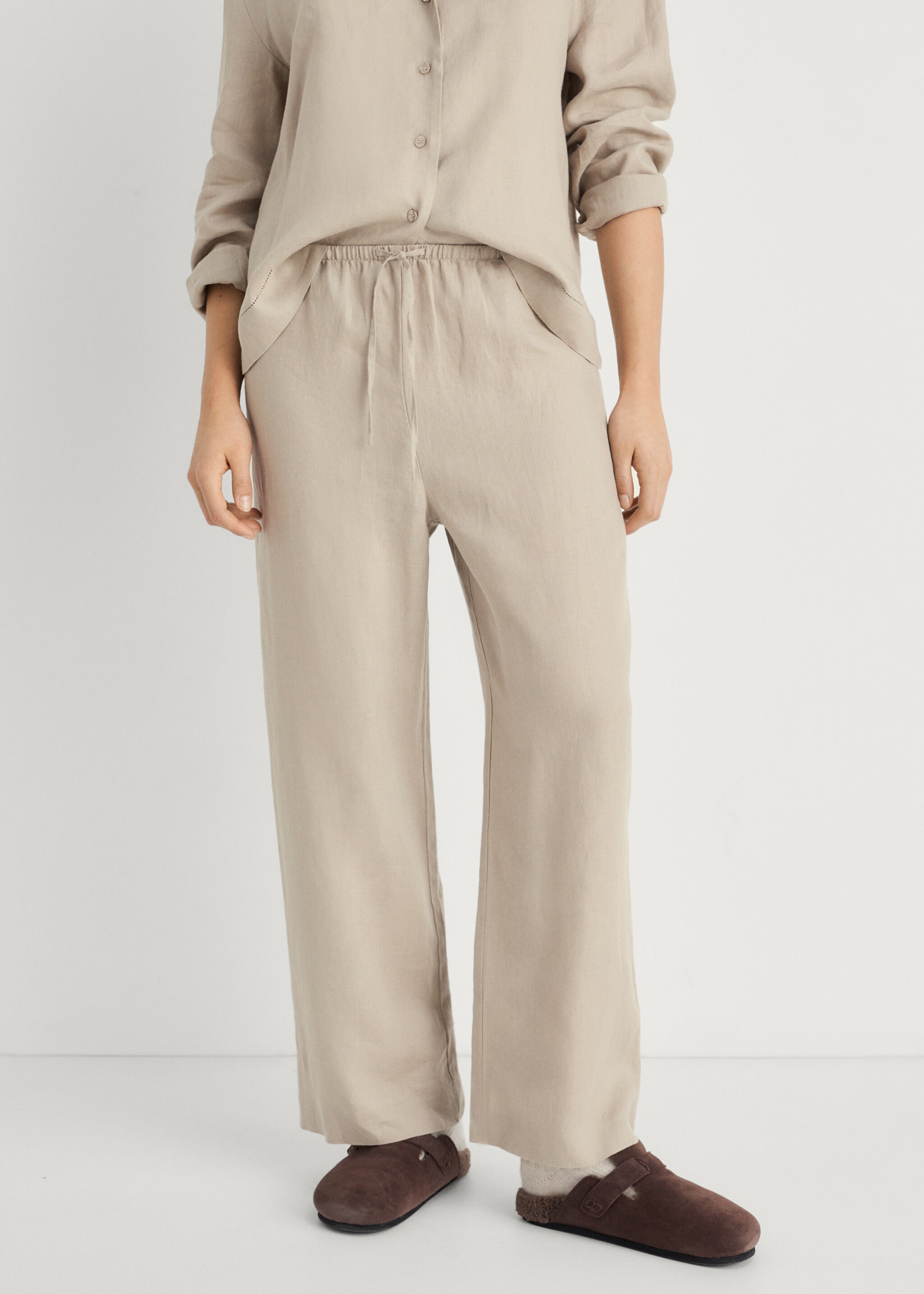 Linen-blend trousers - Medium plane