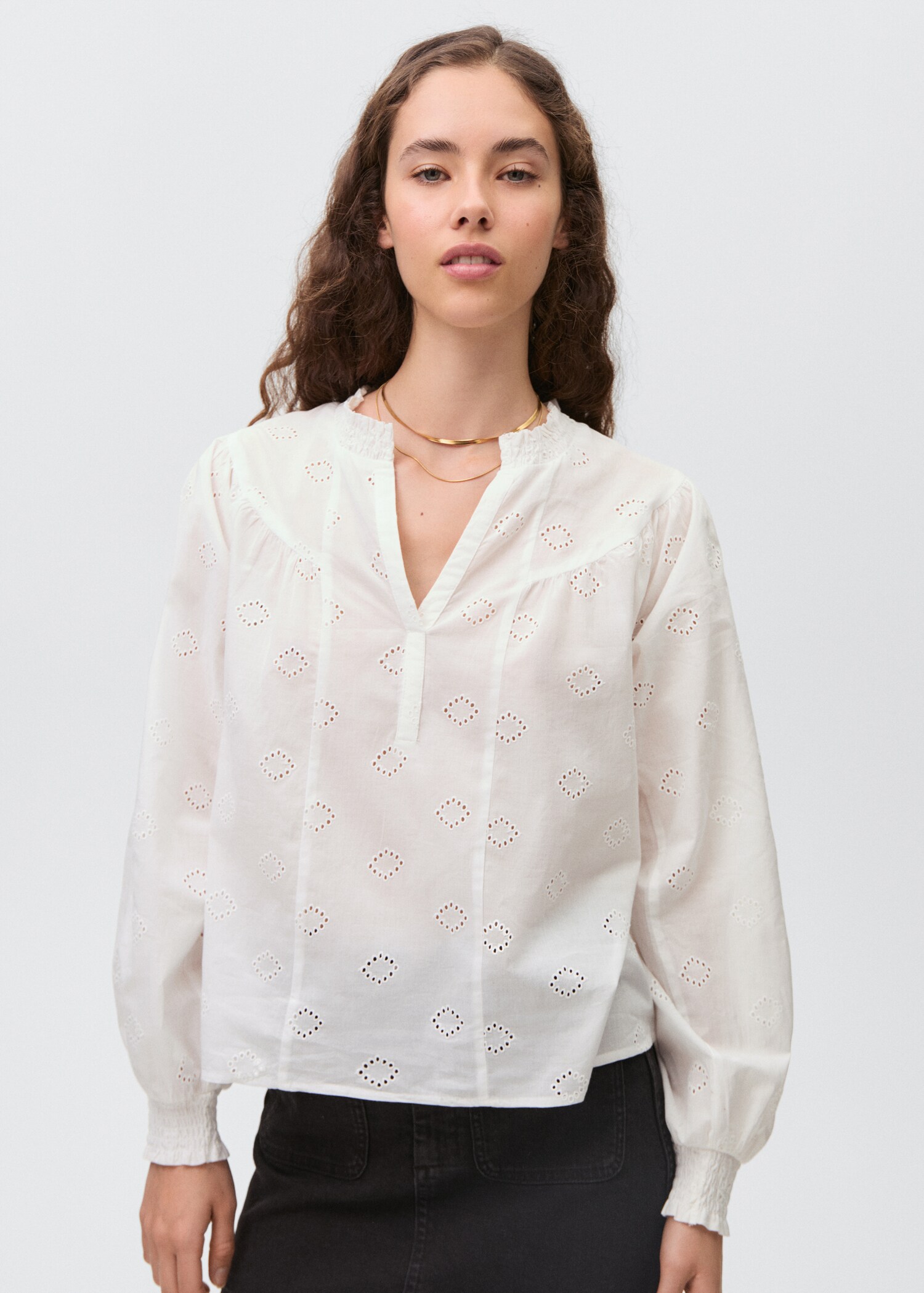 Blouse met Engelse broderie - Middenvlak