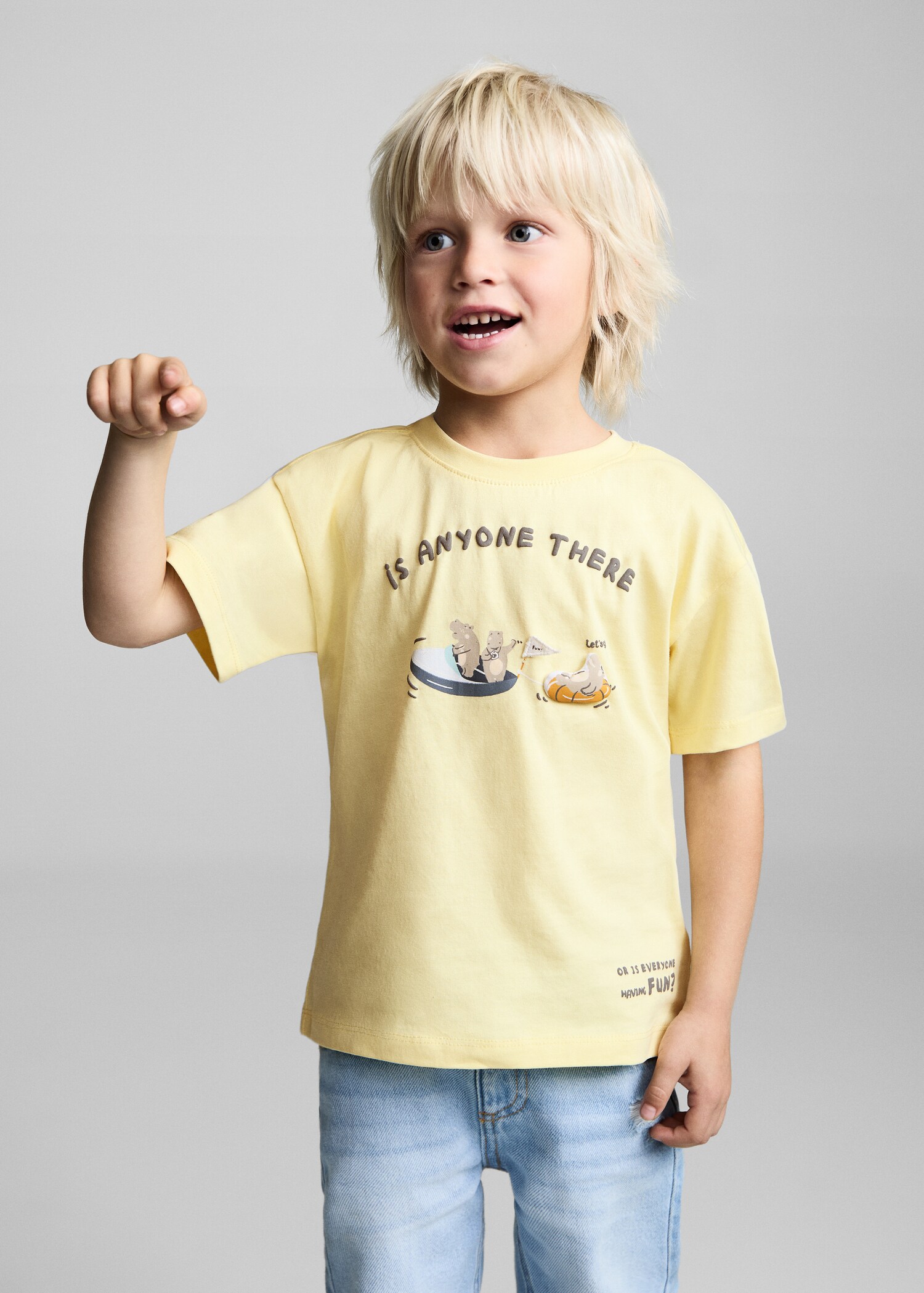 Camiseta algodón estampado dibujo - Plano medio