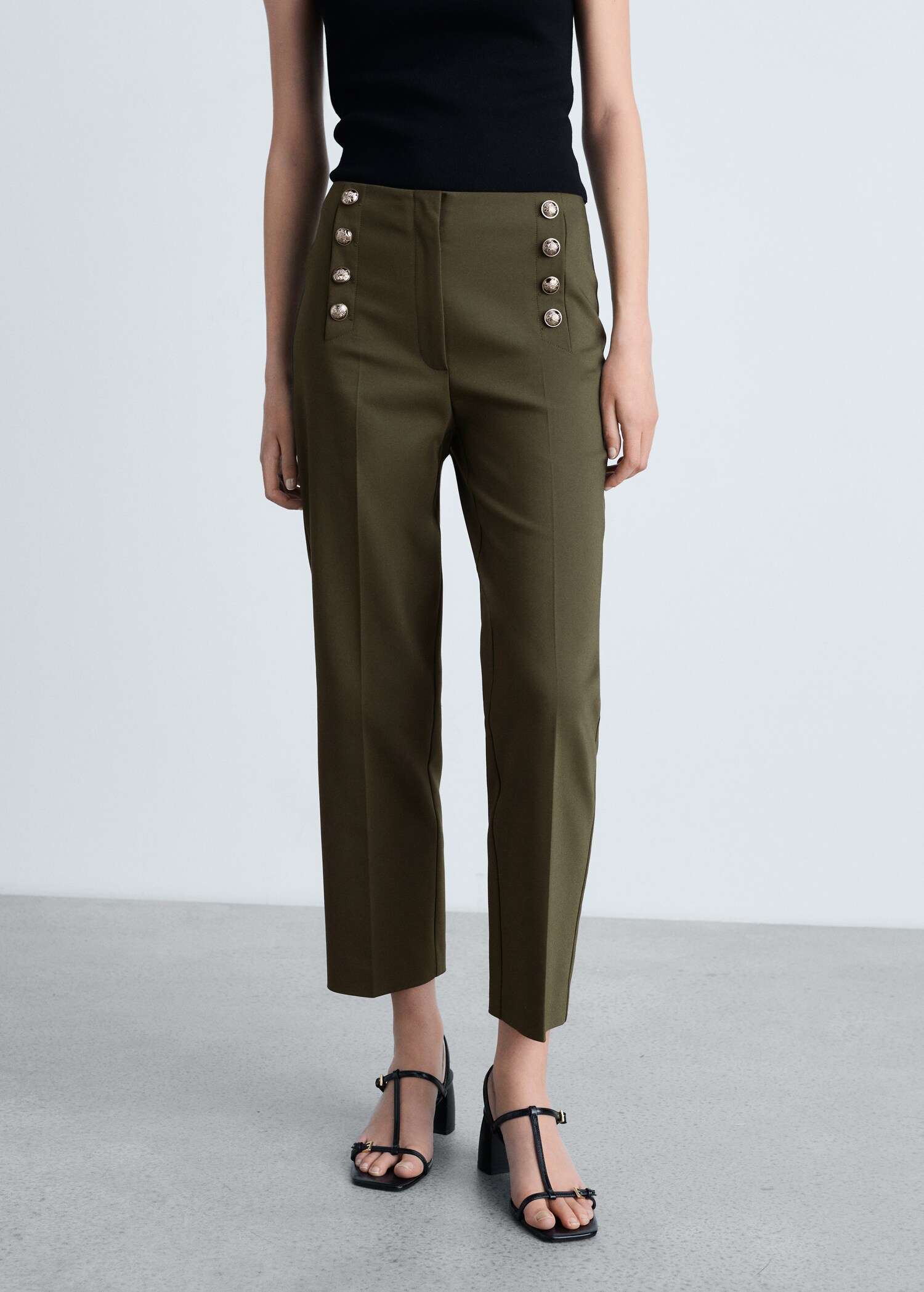 Straight trousers with jewel buttons - Medium plane