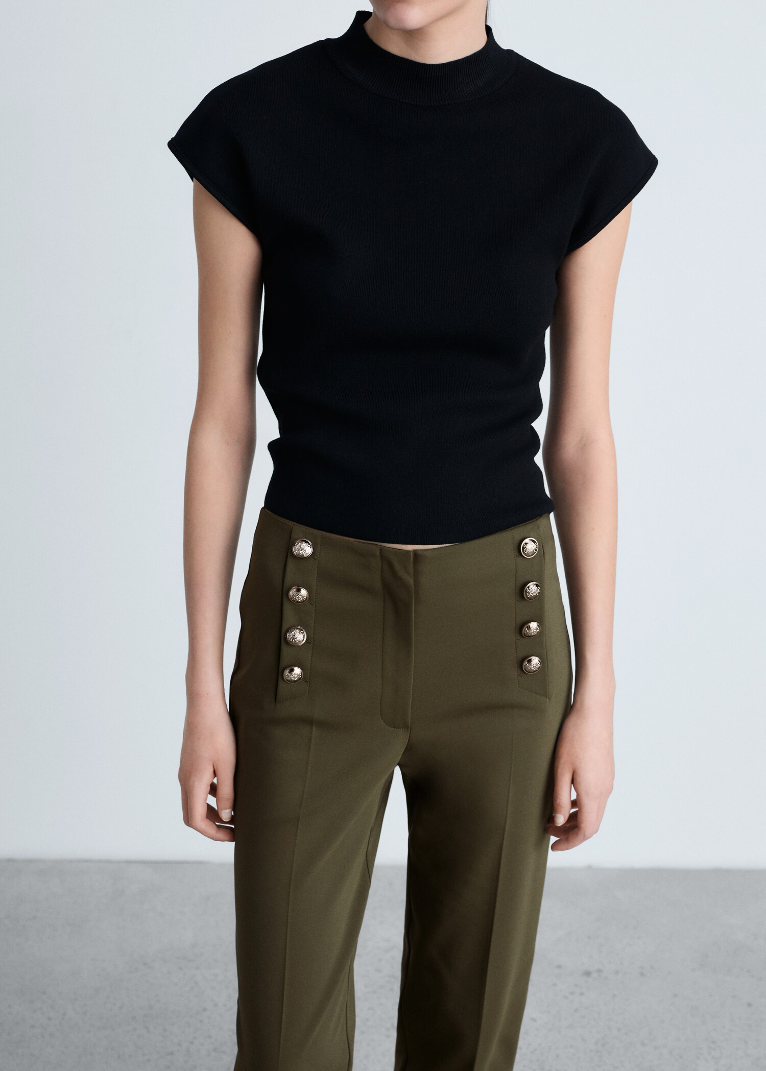 Straight trousers with jewel buttons - Details of the article 1