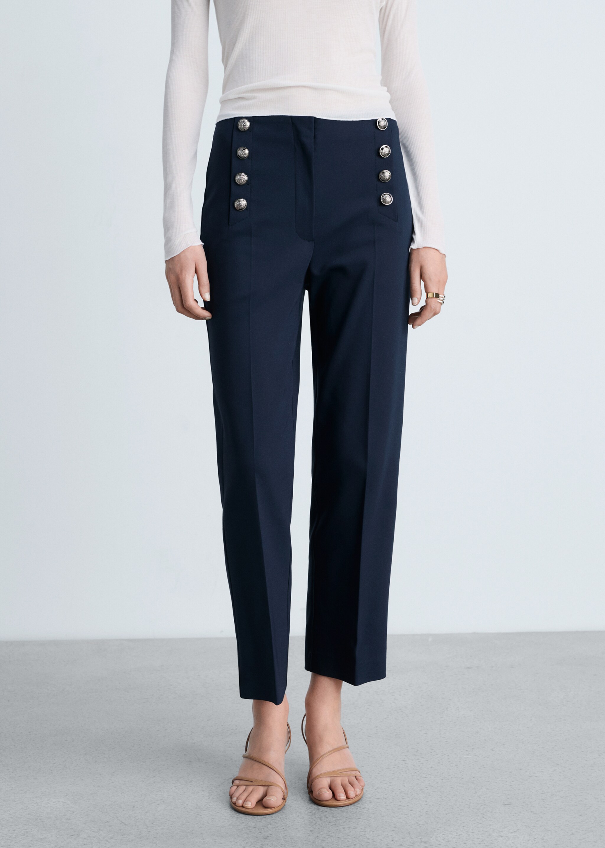 Straight trousers with jewel buttons - Medium plane