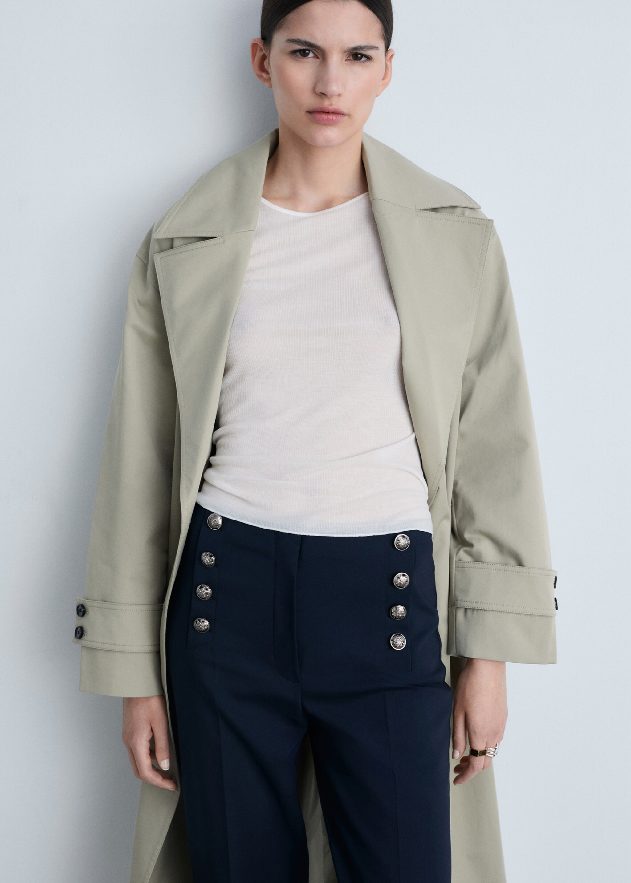 Straight trousers with jewel buttons - Details of the article 1