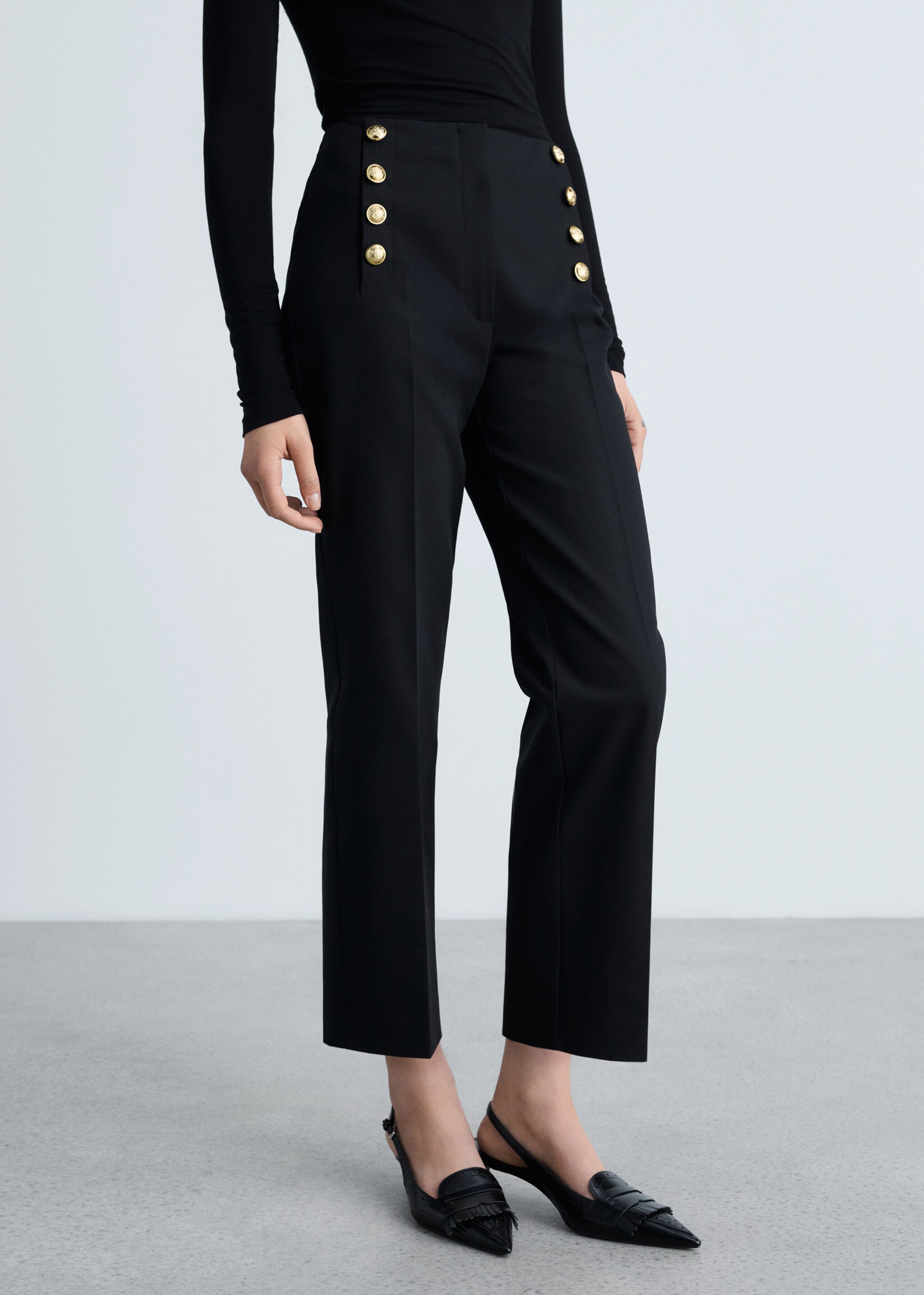 Straight trousers with jewel buttons - Medium plane