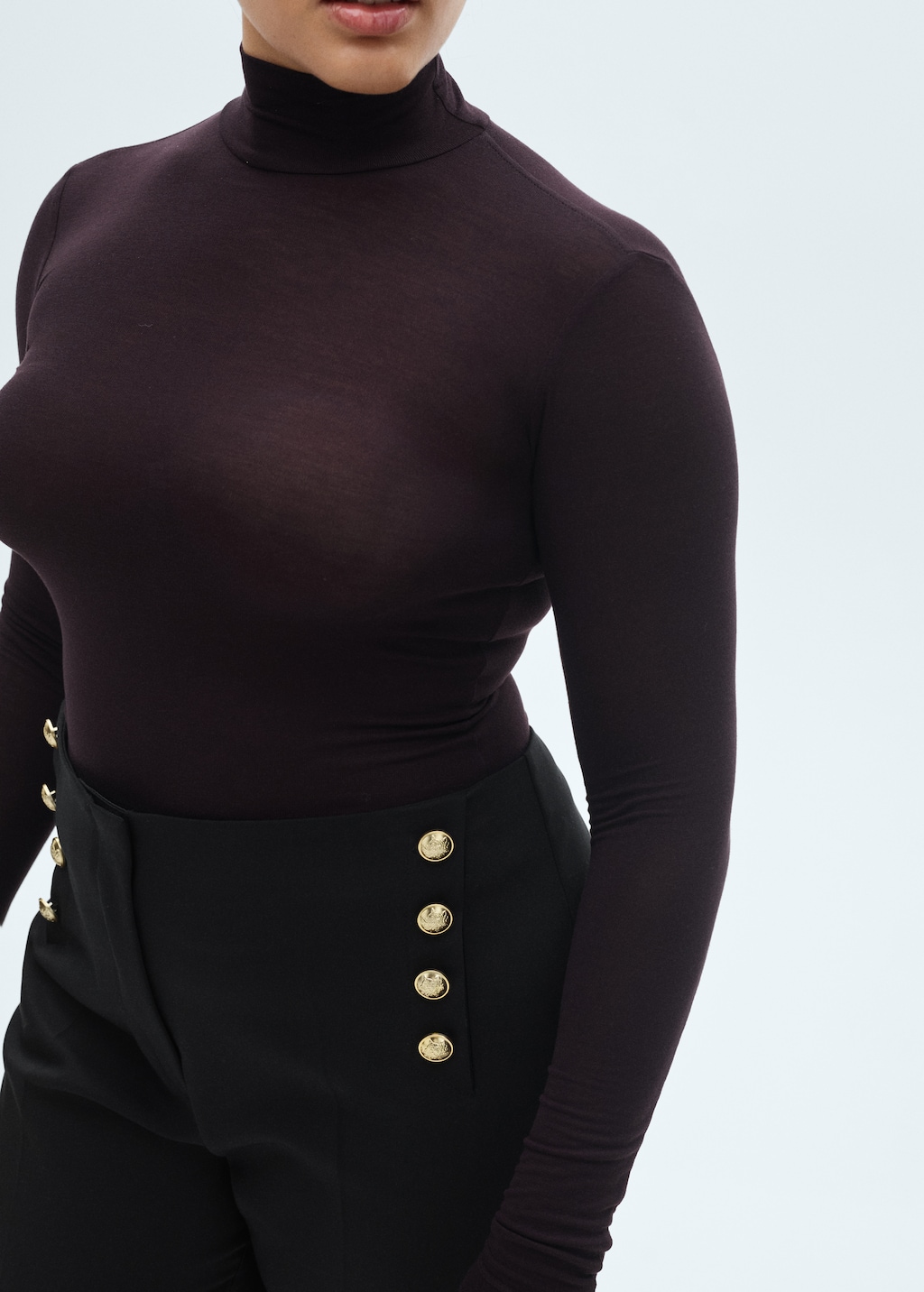 Straight pants with jewel buttons