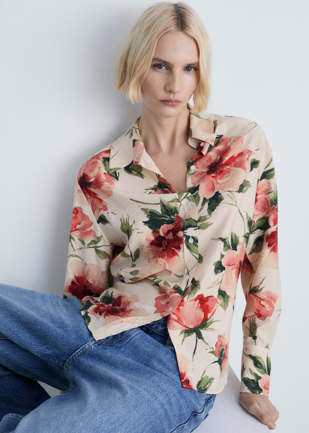 Flowy floral print shirt - Women | MANGO USA Flowy floral print shirt - Women | MANGO USA