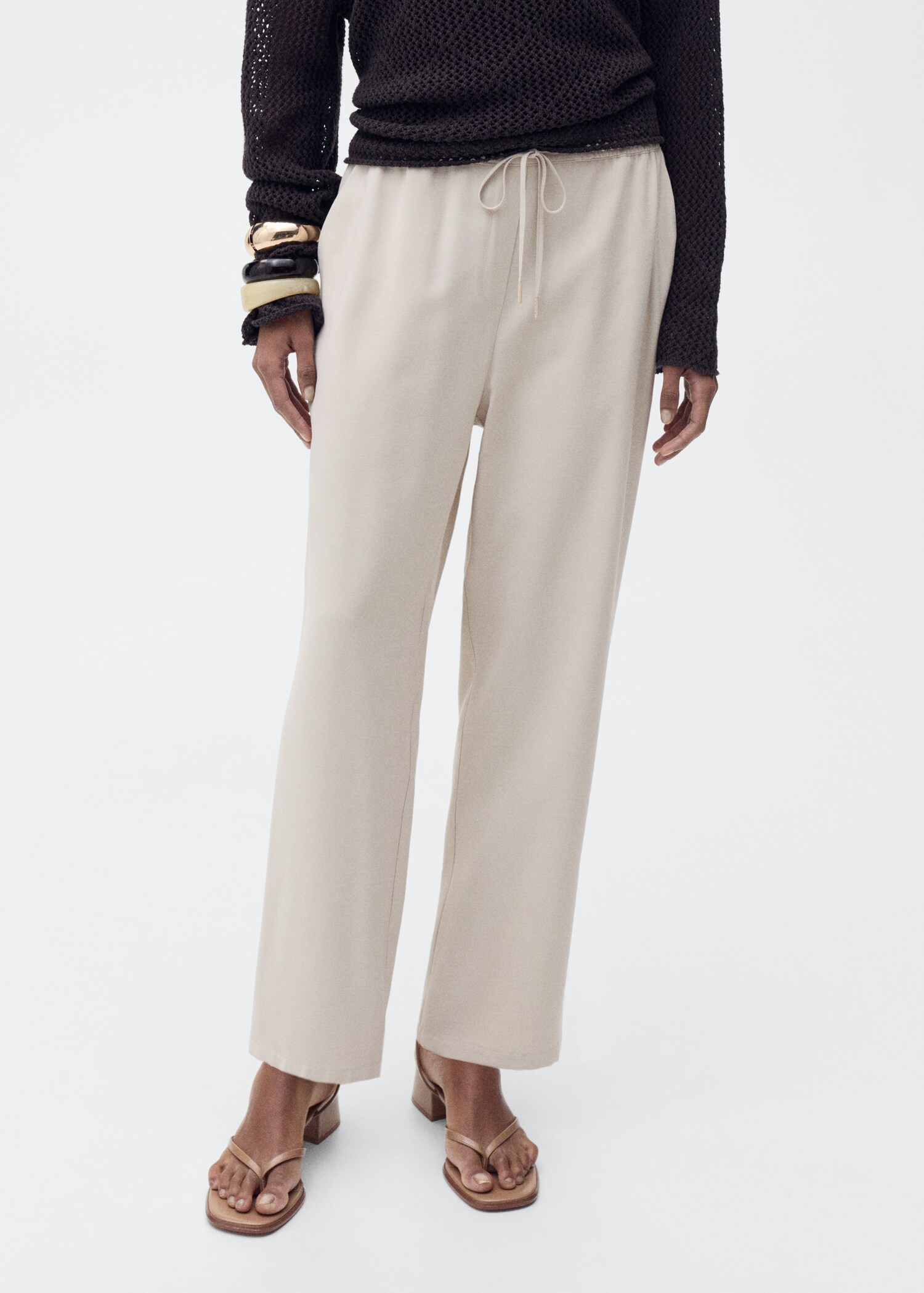 Pantalón fluido cintura elástica - Plano medio