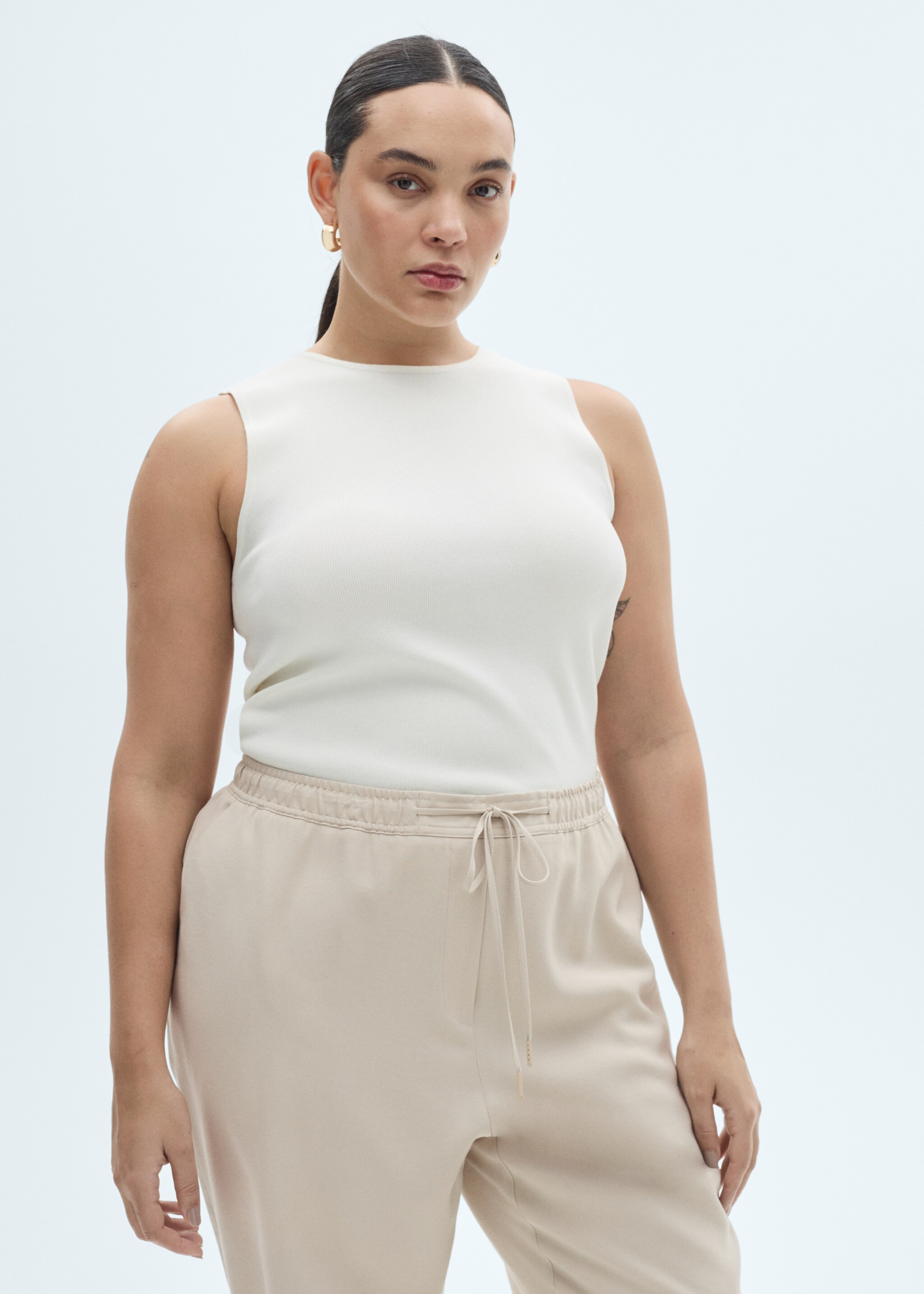 Elastic waist flowy trousers - Details of the article 4