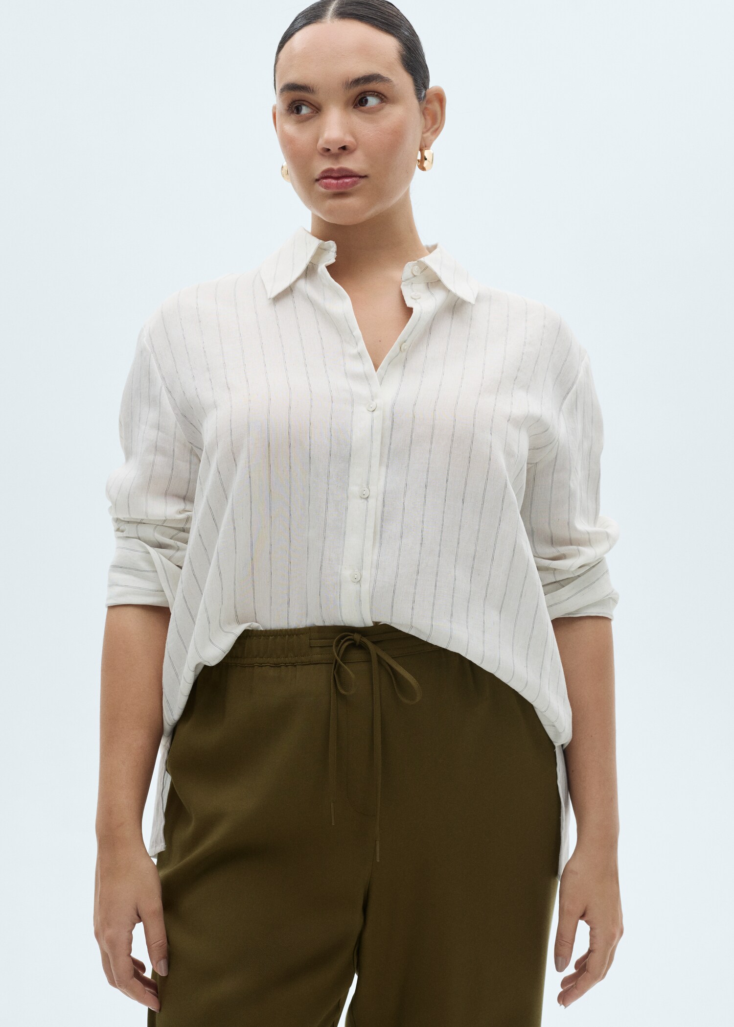 Elastic waist flowy trousers - Details of the article 4