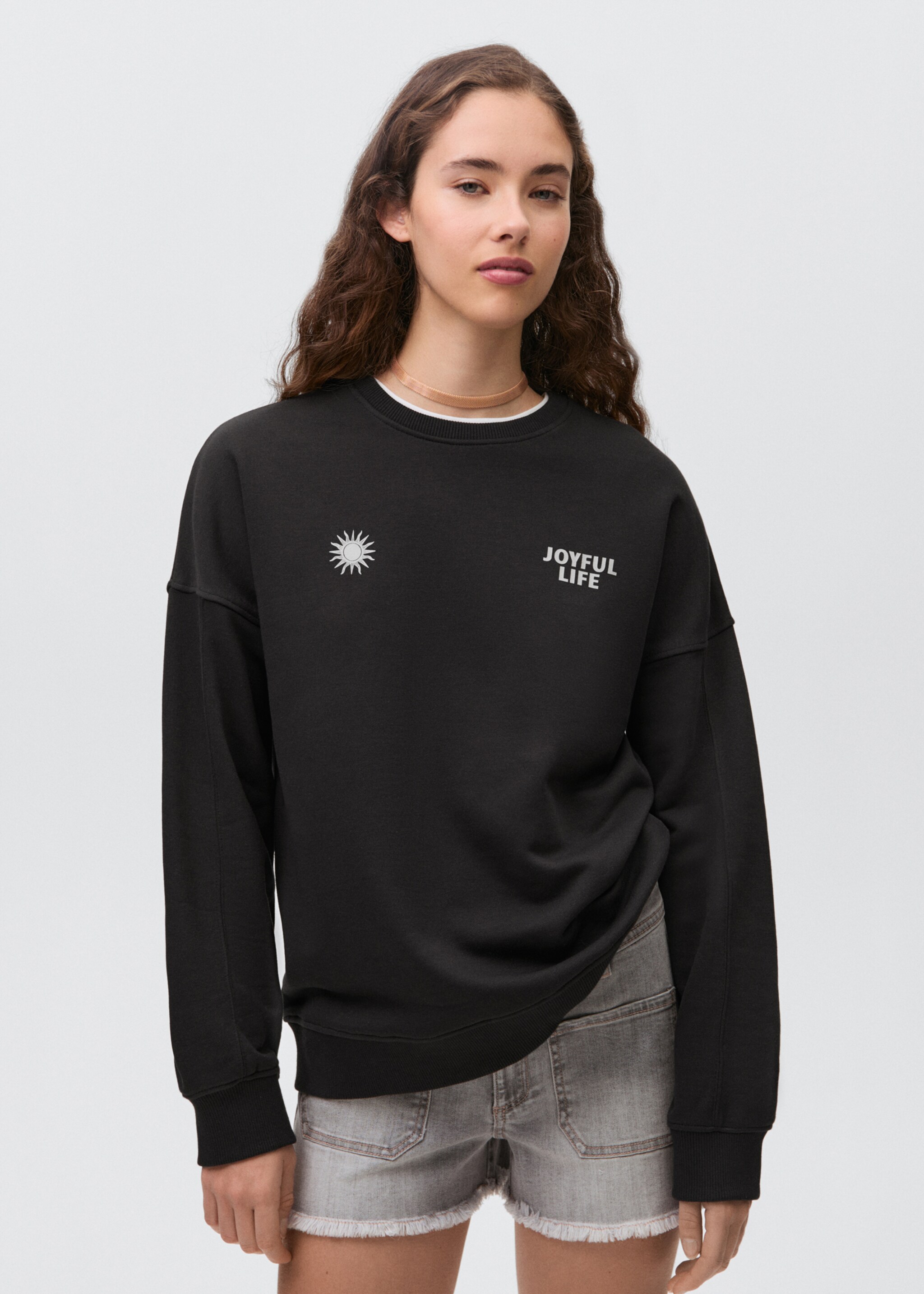Sudadera algodón estampada - Plano medio