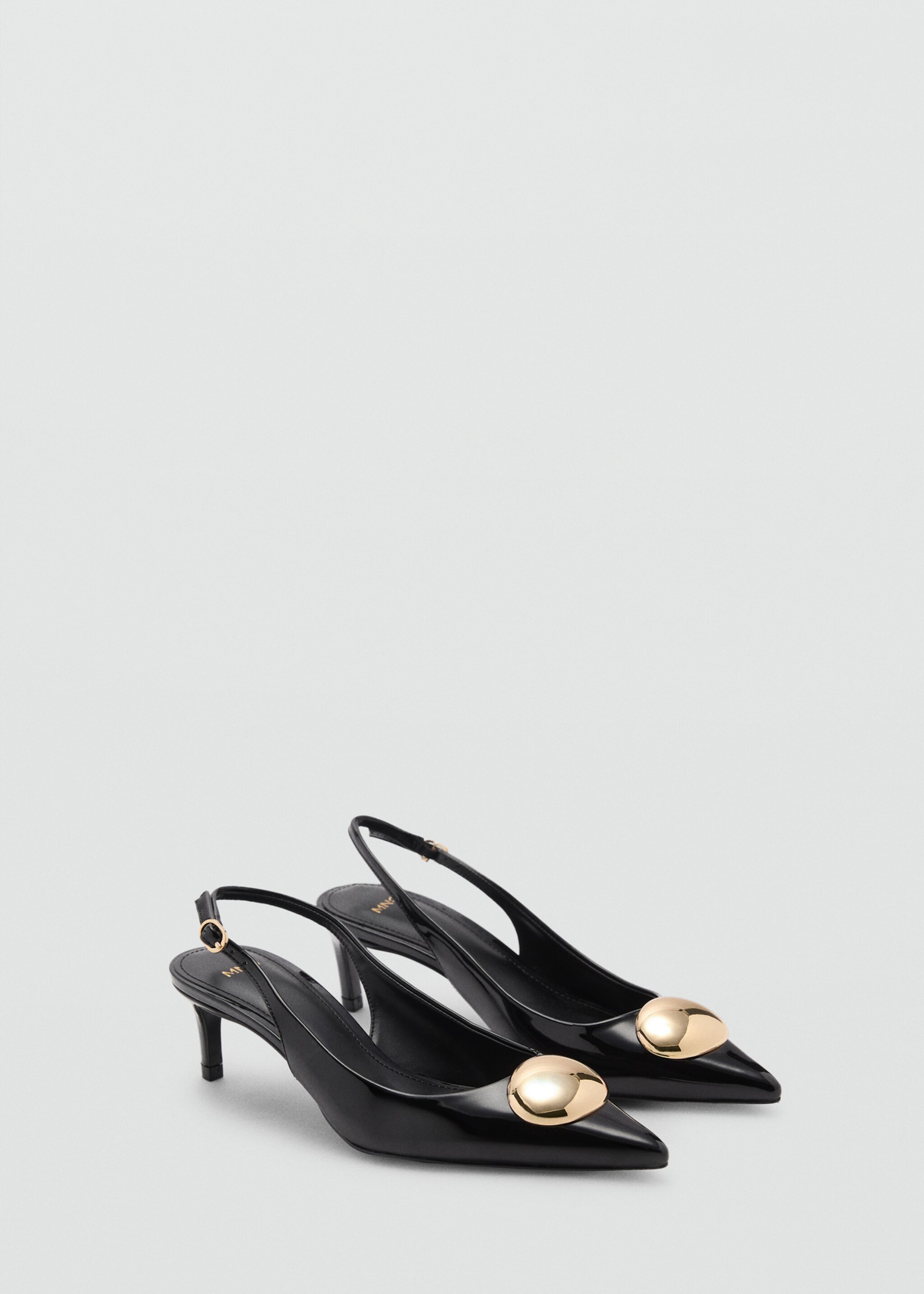 Kitten-heel shoes with metallic decoration - Medium plane