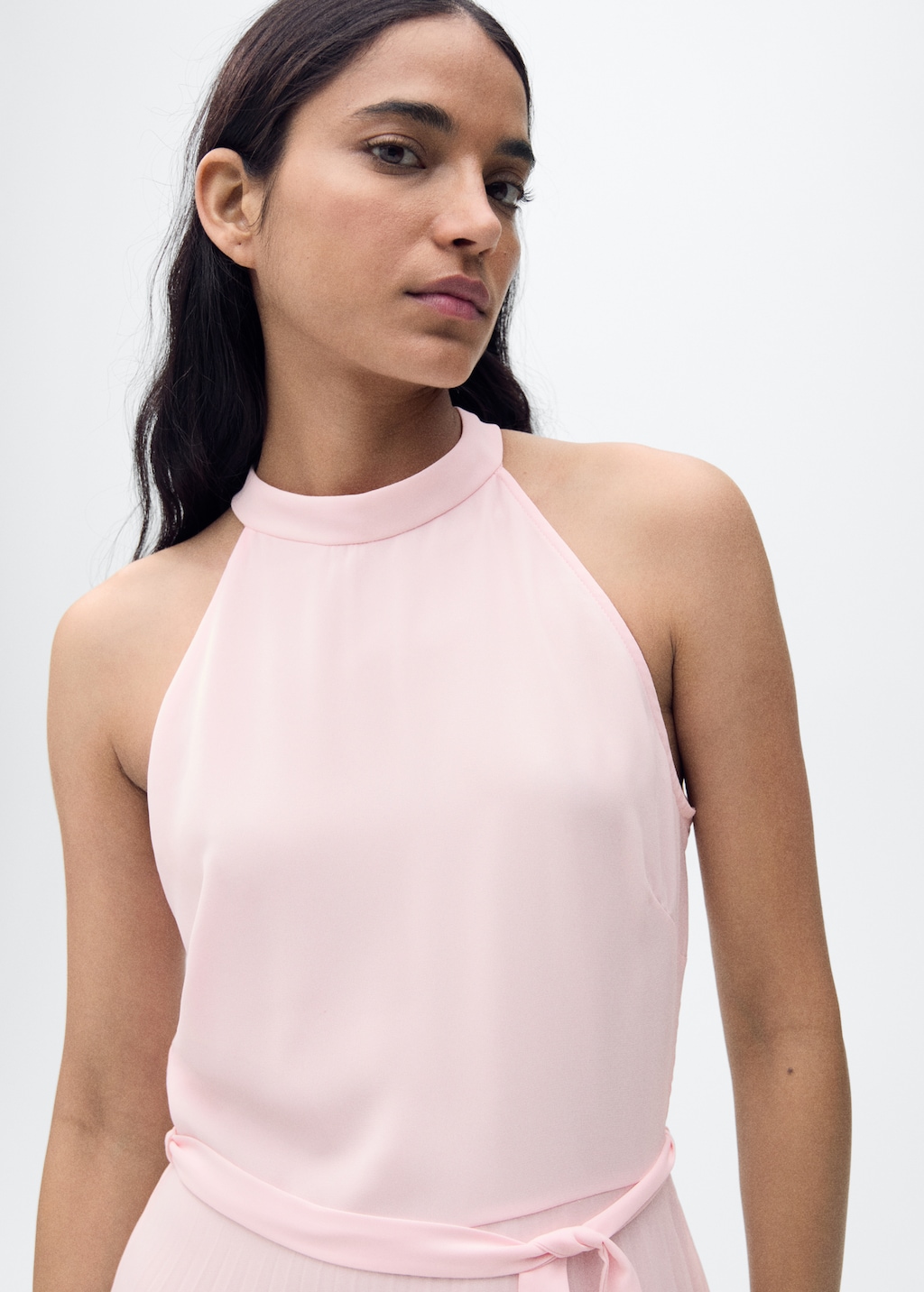 Mango Pleated halter neck dress