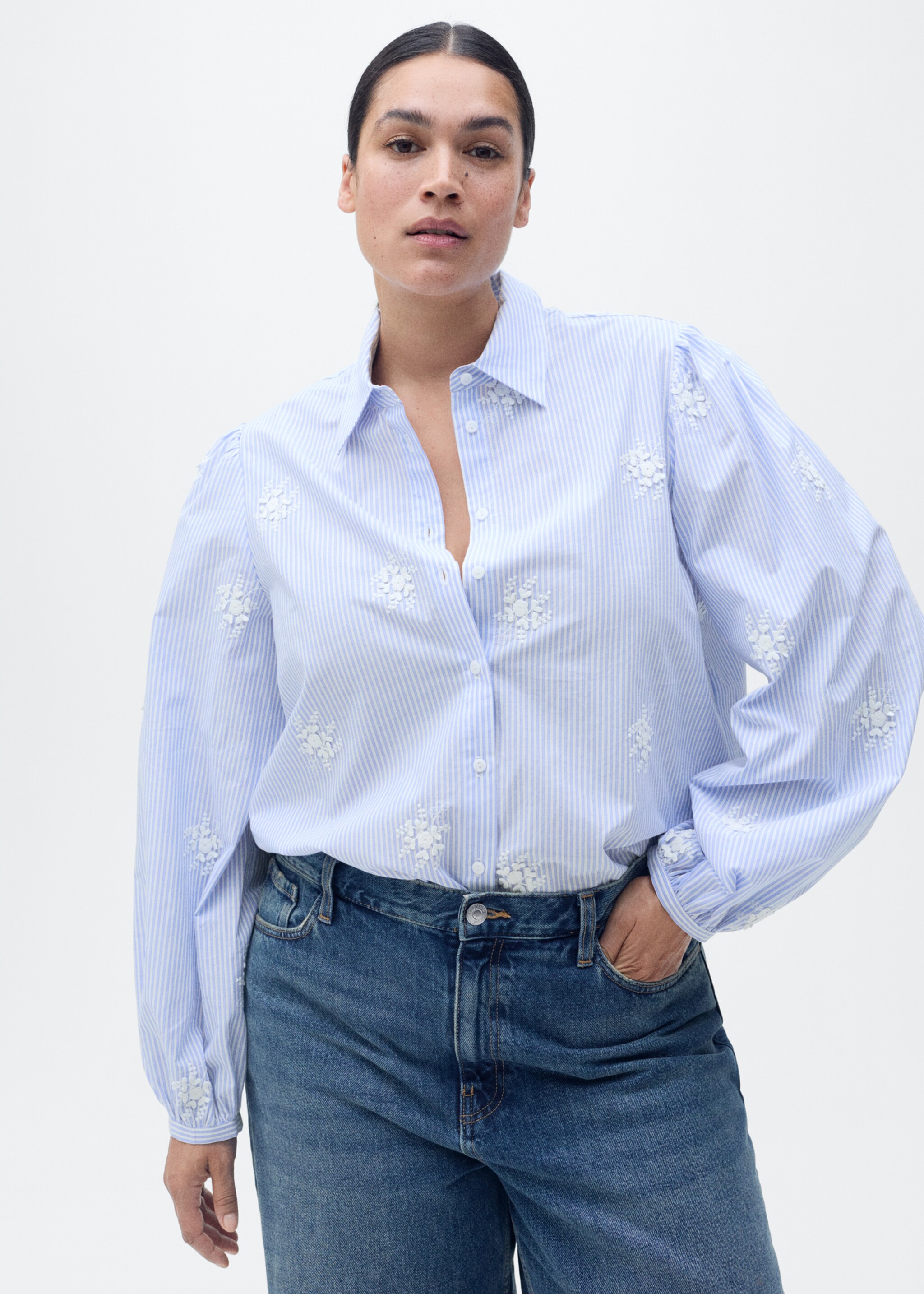 Chemise rayures broderie florale - Détail de l'article 5