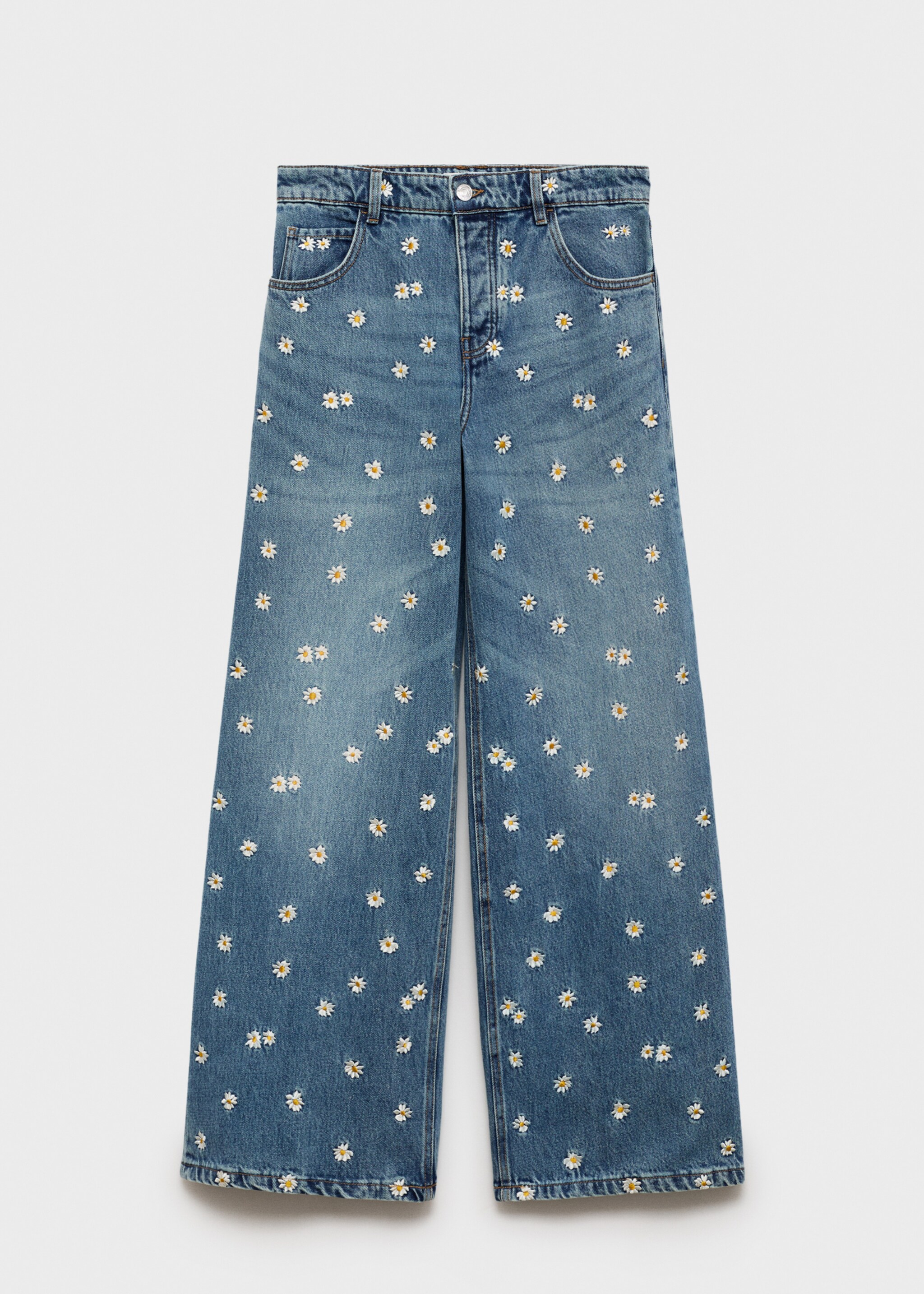 Flower-embroidered wide-leg jeans - Article without model