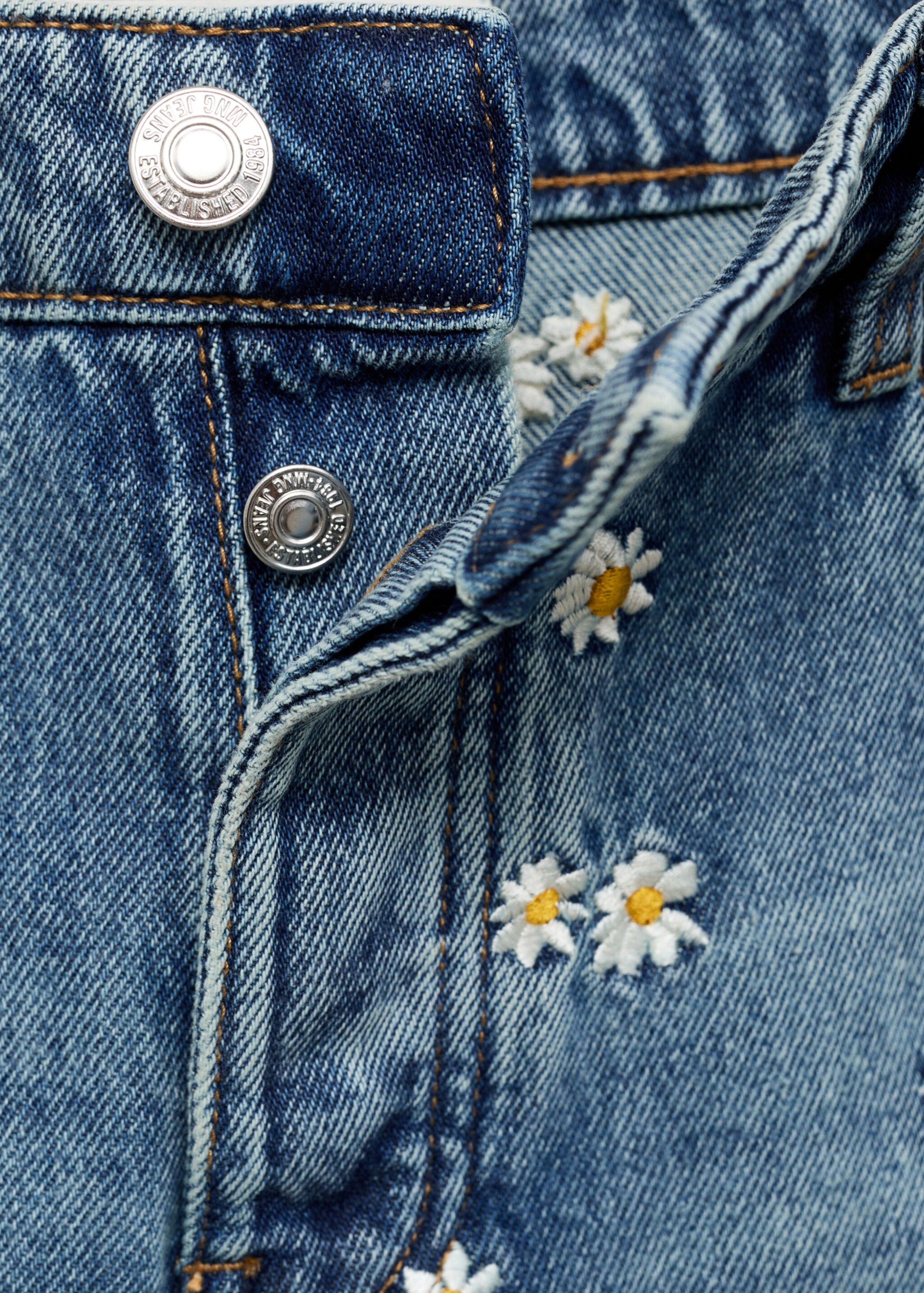 Flower-embroidered wide-leg jeans - Details of the article 8