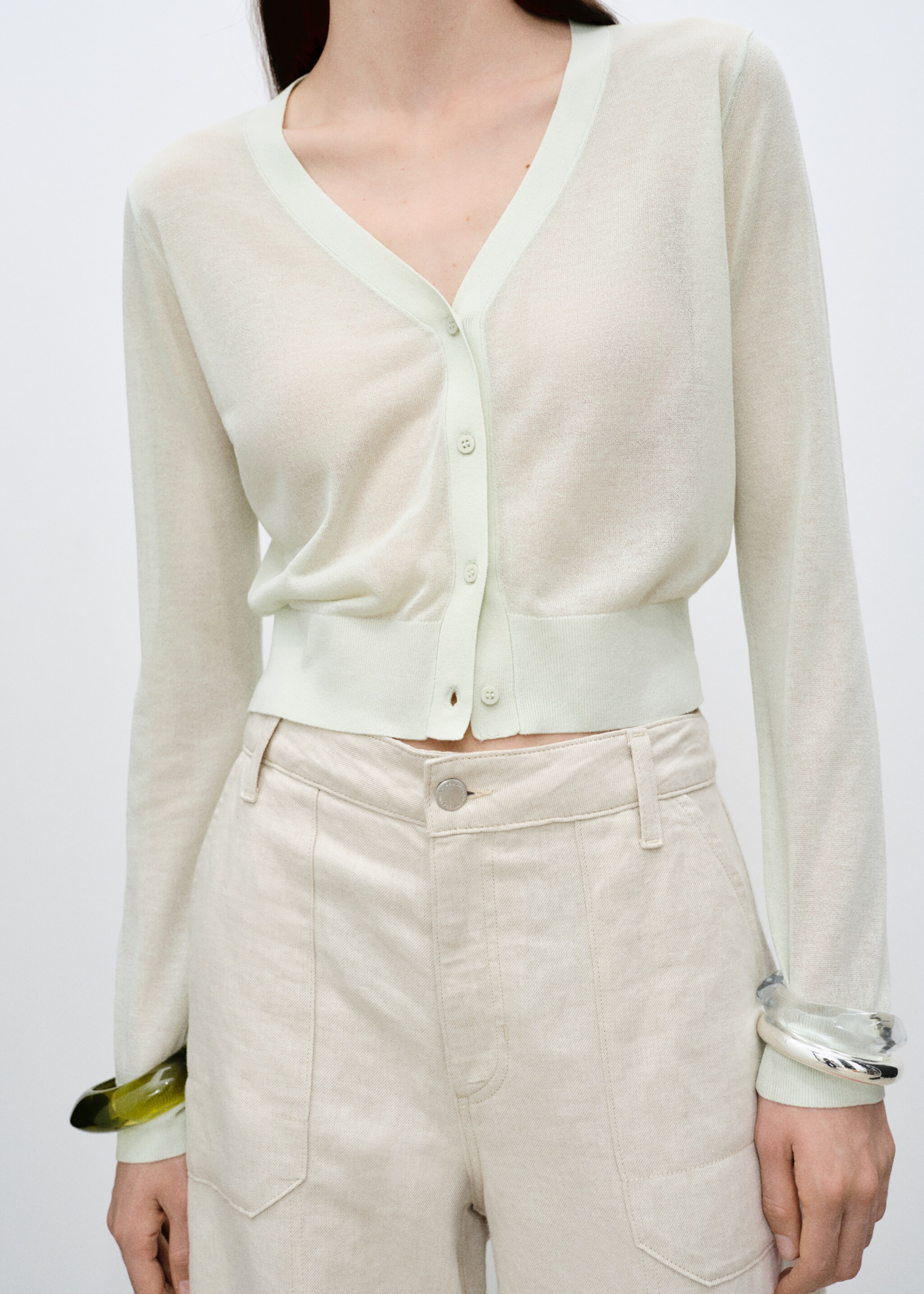 Semi-transparent cropped knitted cardigan - Details of the article 6