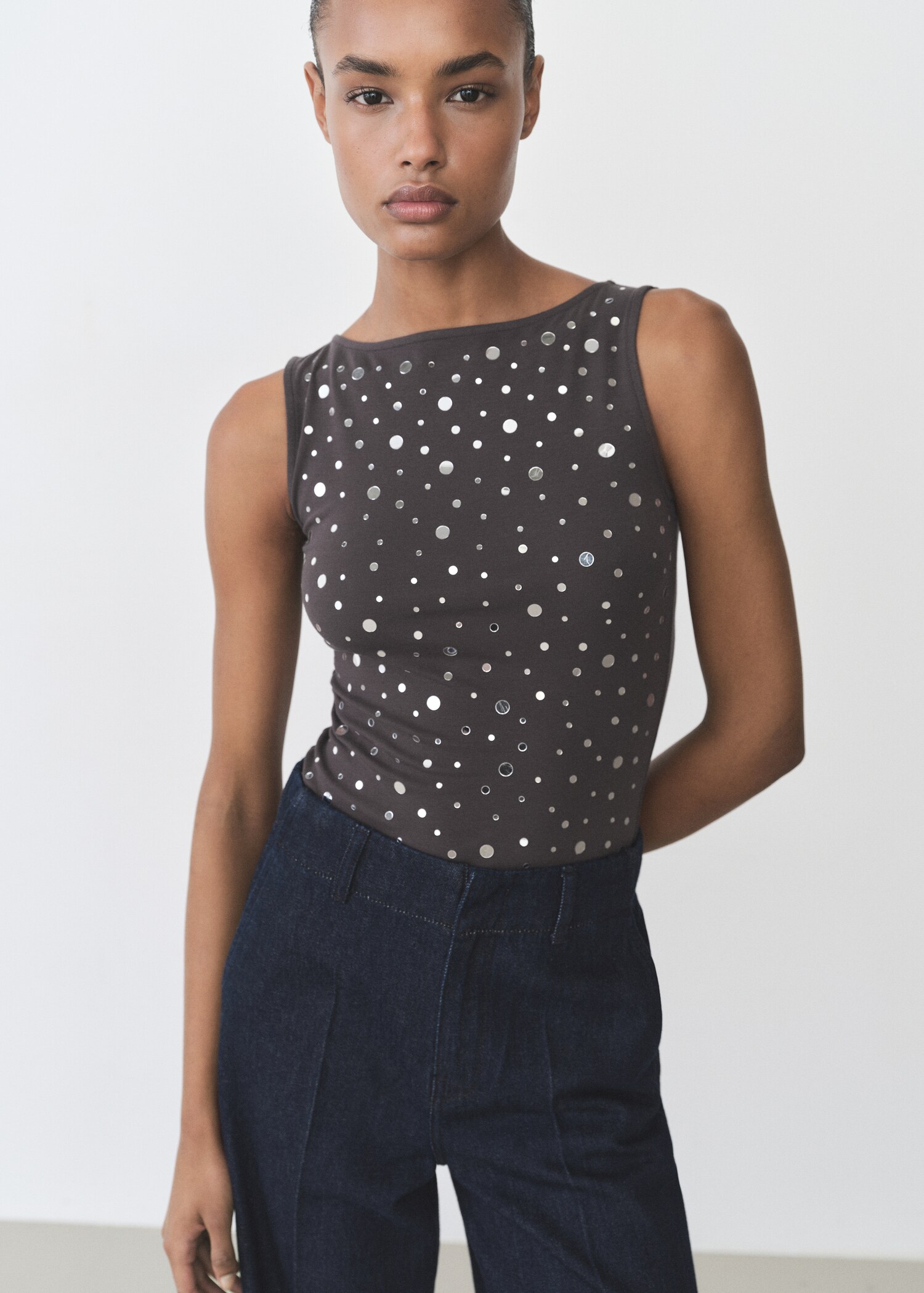 Cotton top with sequin detail - Medium plane