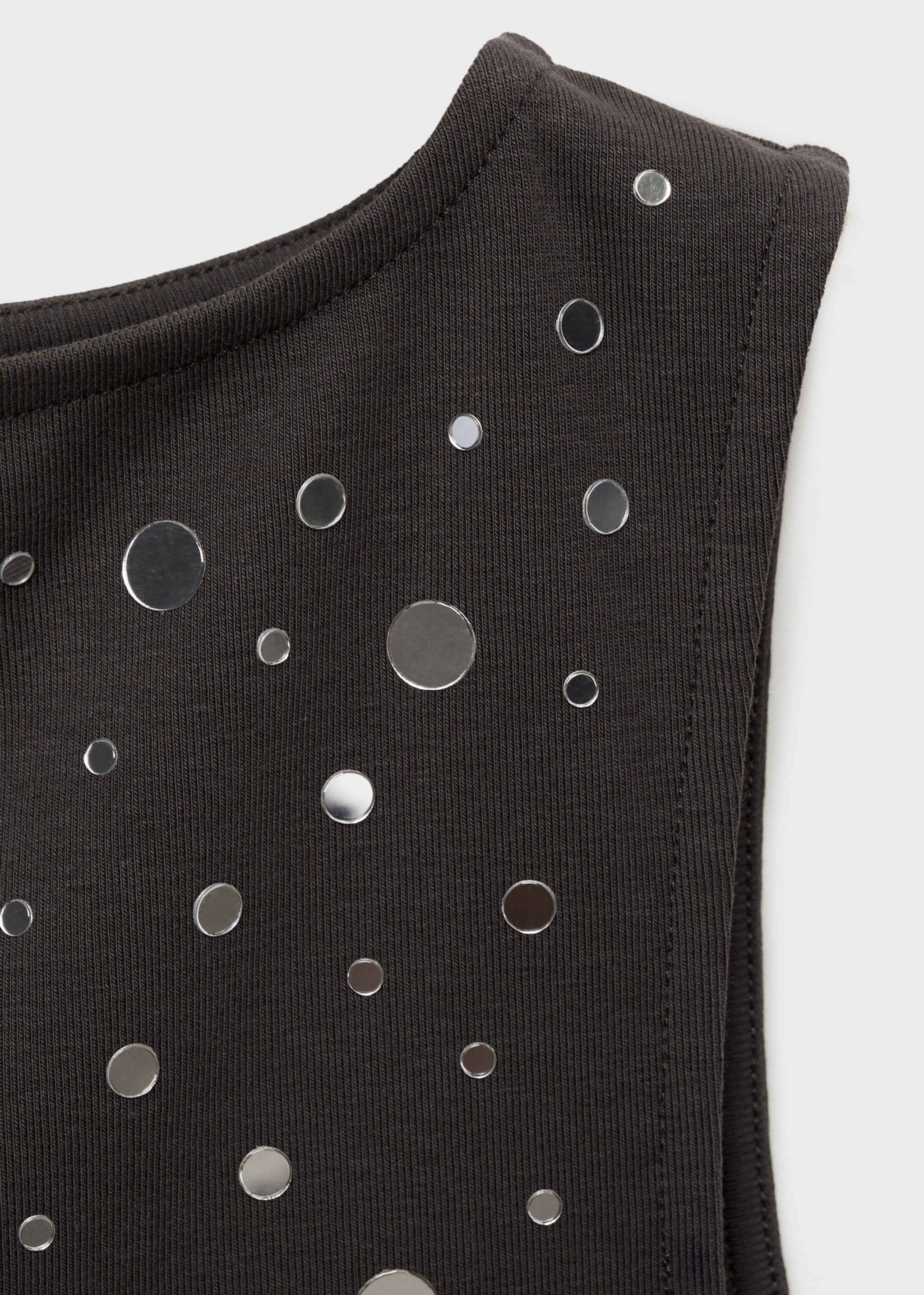 Cotton top with sequin detail - Details of the article 8, Charcoal. Ref: 87055749-00.