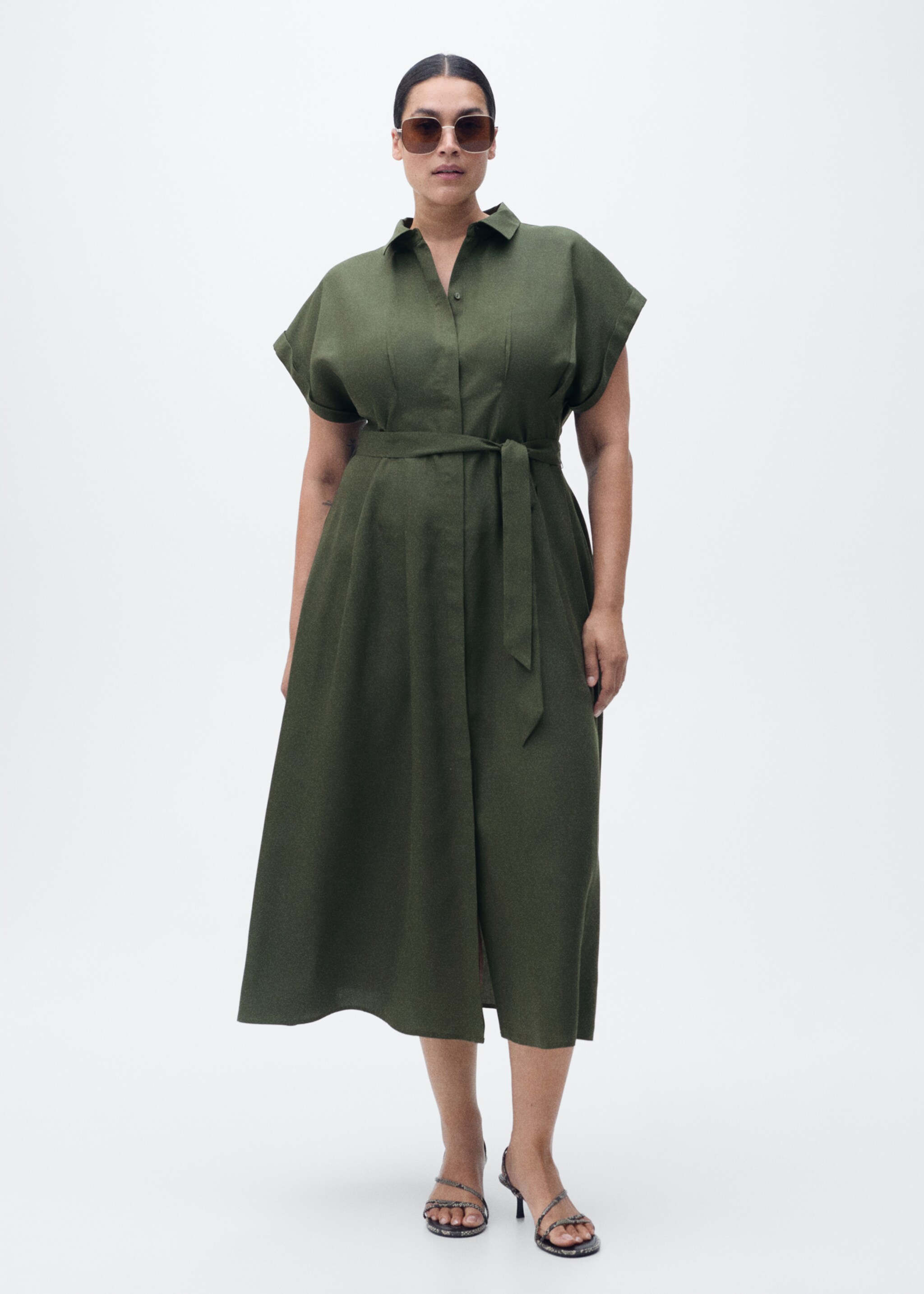 Vestido camiseiro de linho e liocel com cinto - Pormenor do artigo 3