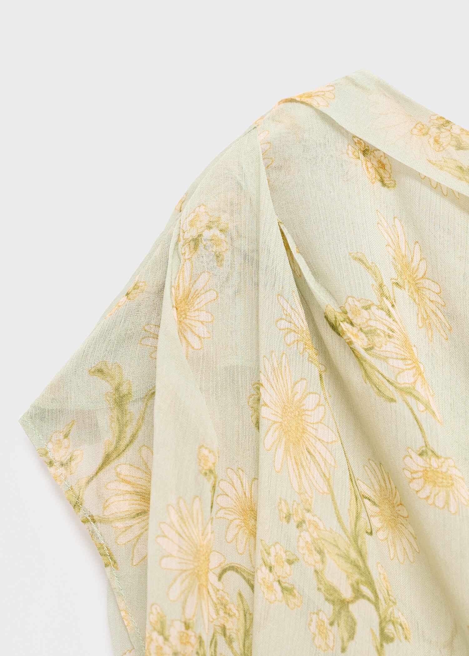 Semi-transparent floral-print draped dress - Details of the article 8