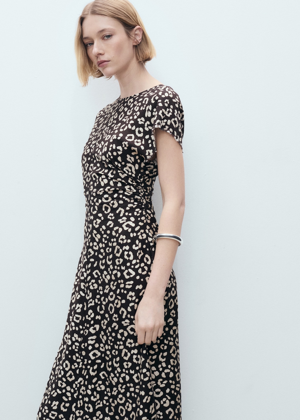 Mango Leopard-print dress with frayed ends