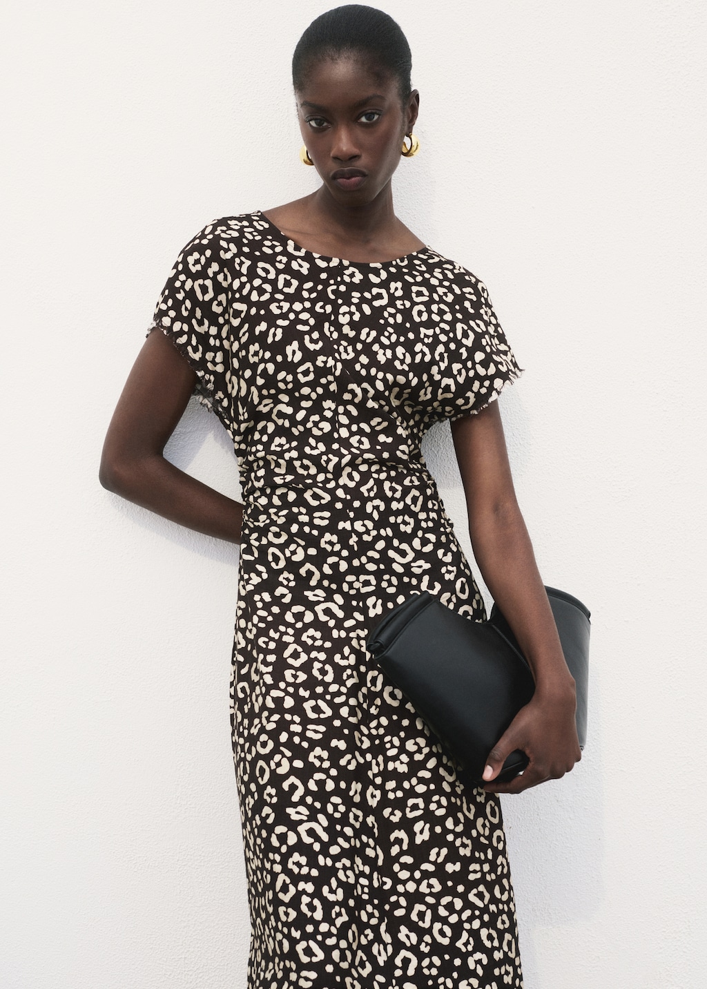 Animal-print dress with frayed edges
