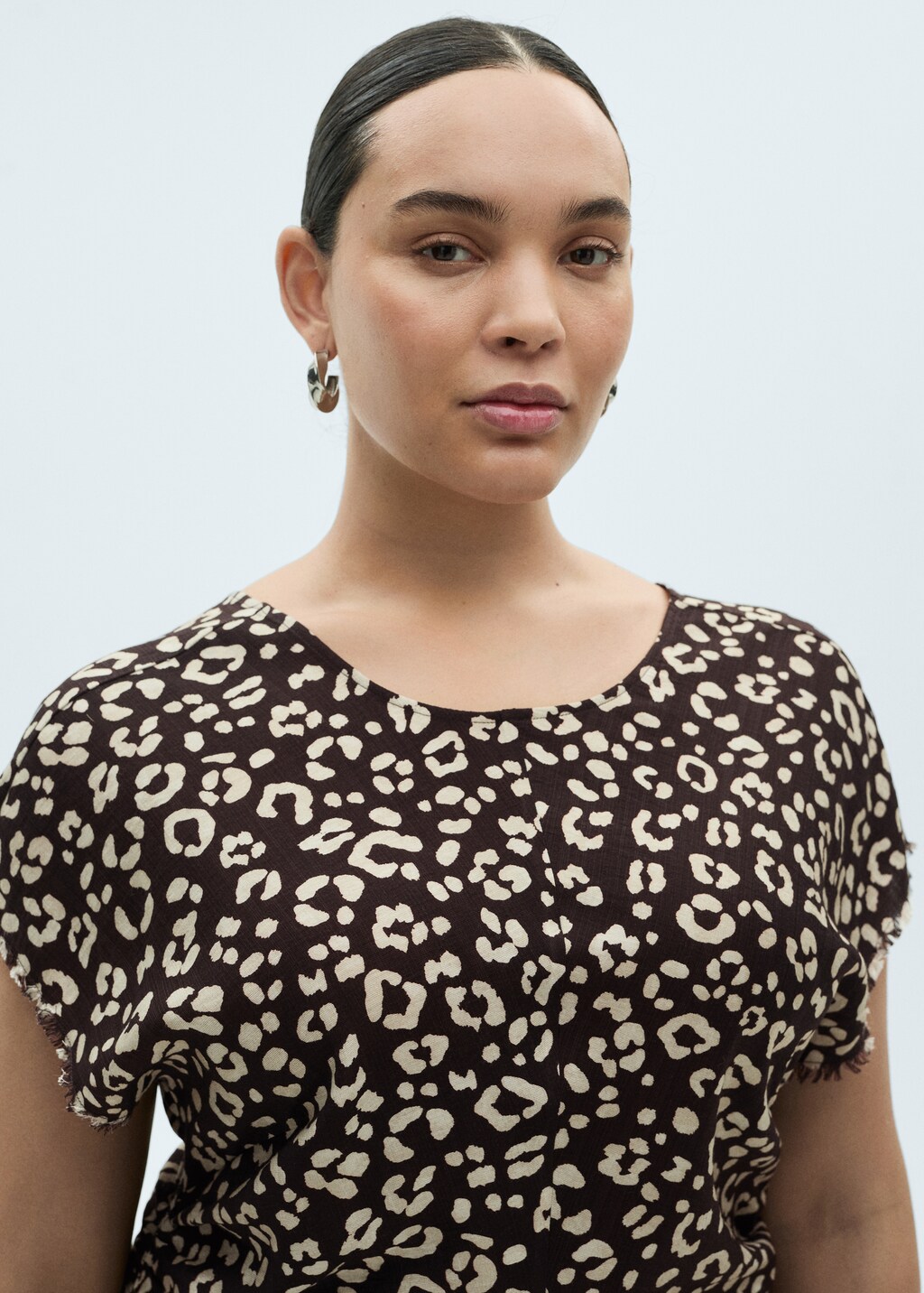 Animal-print dress with frayed edges