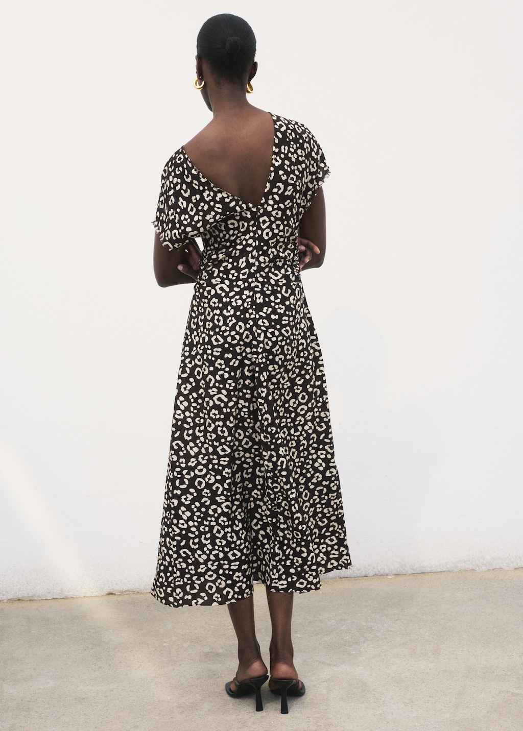 Animal-print dress with frayed edges