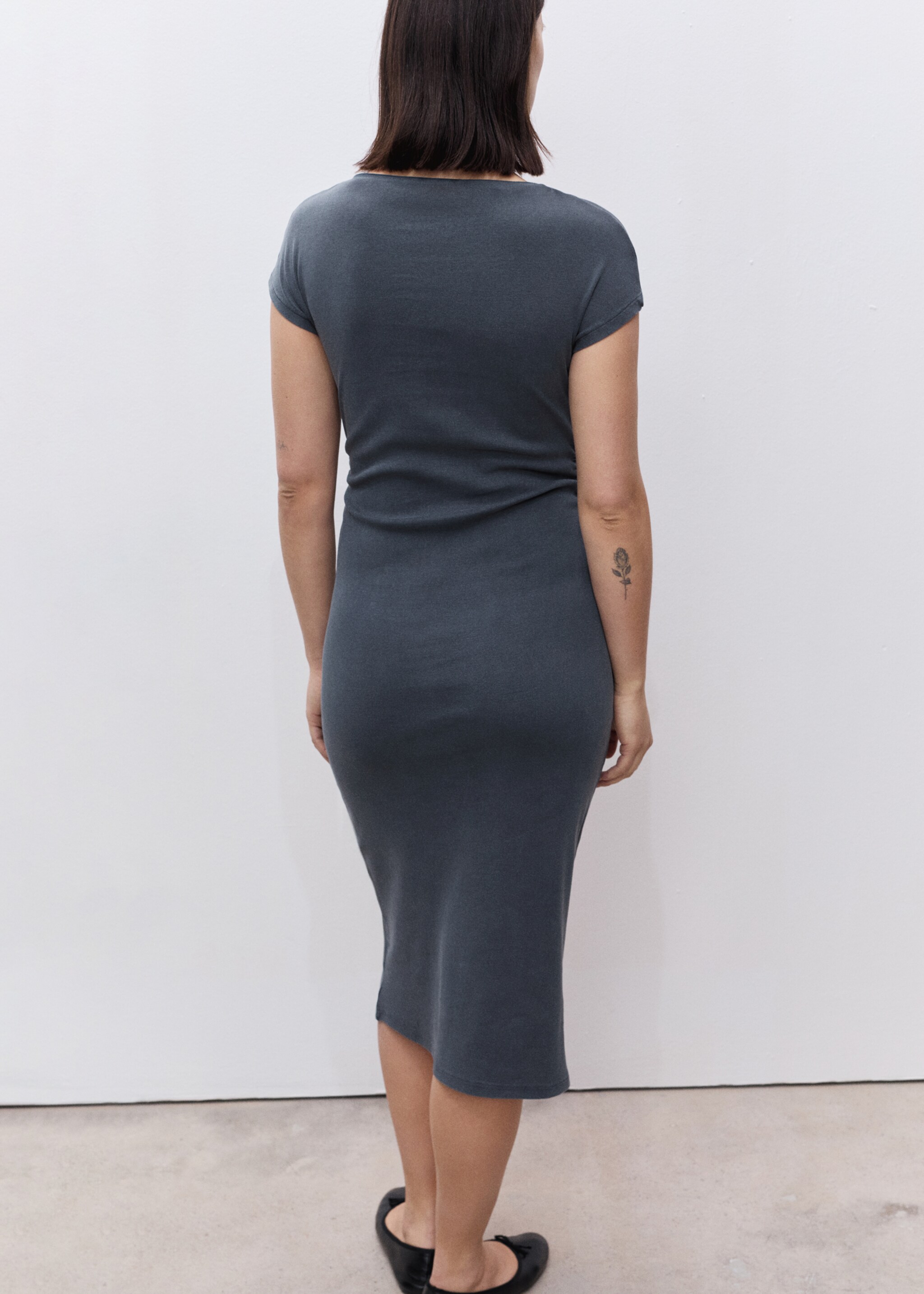 Vestido algodón fruncidos laterales - Reverso del artículo