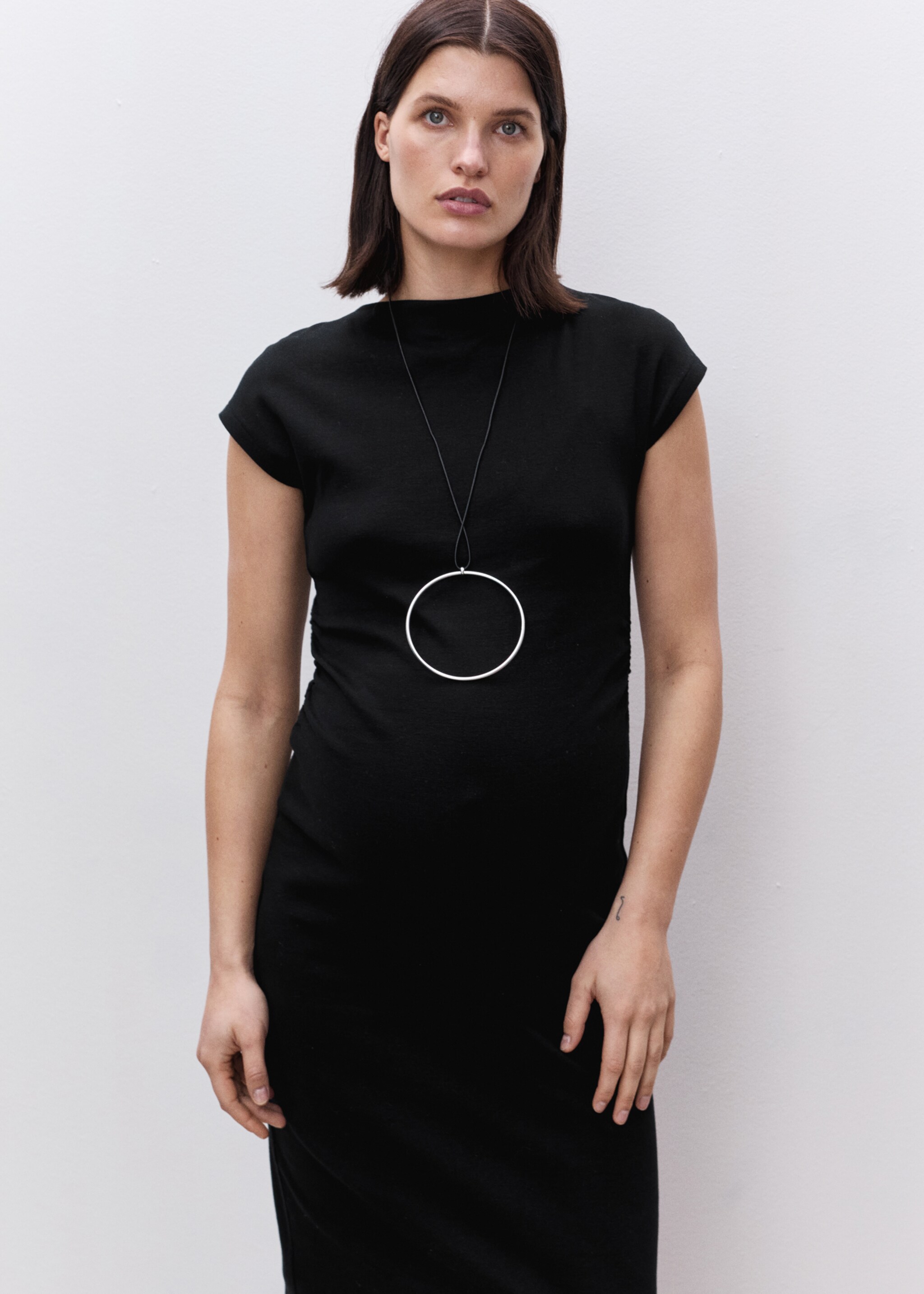 Vestido algodón fruncidos laterales - Plano medio