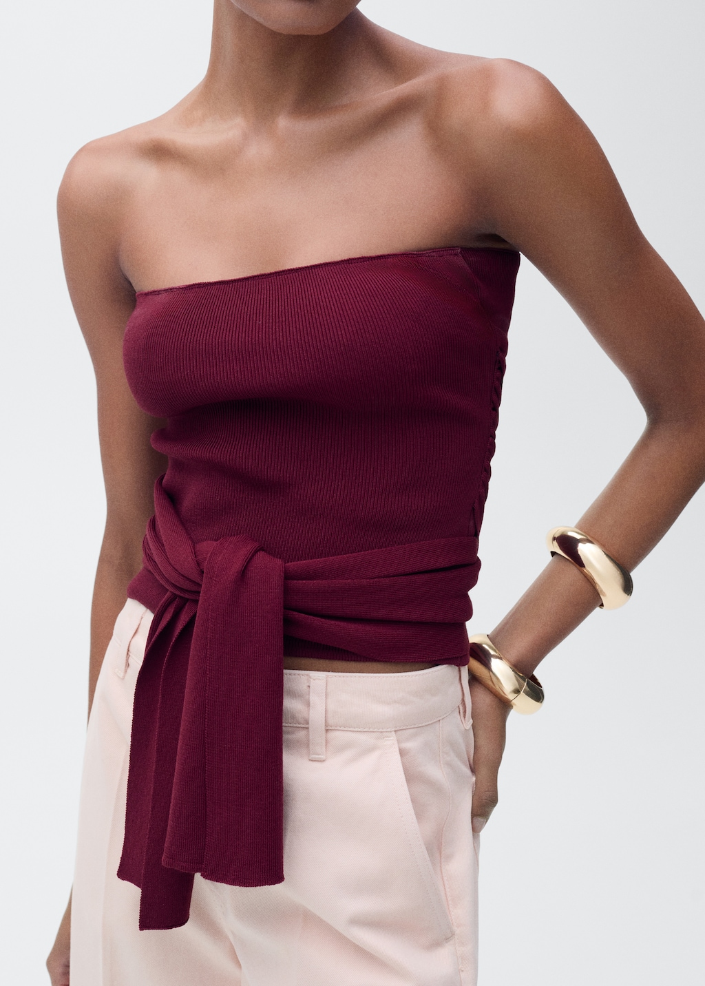 Mango Bandeau top with knot detail